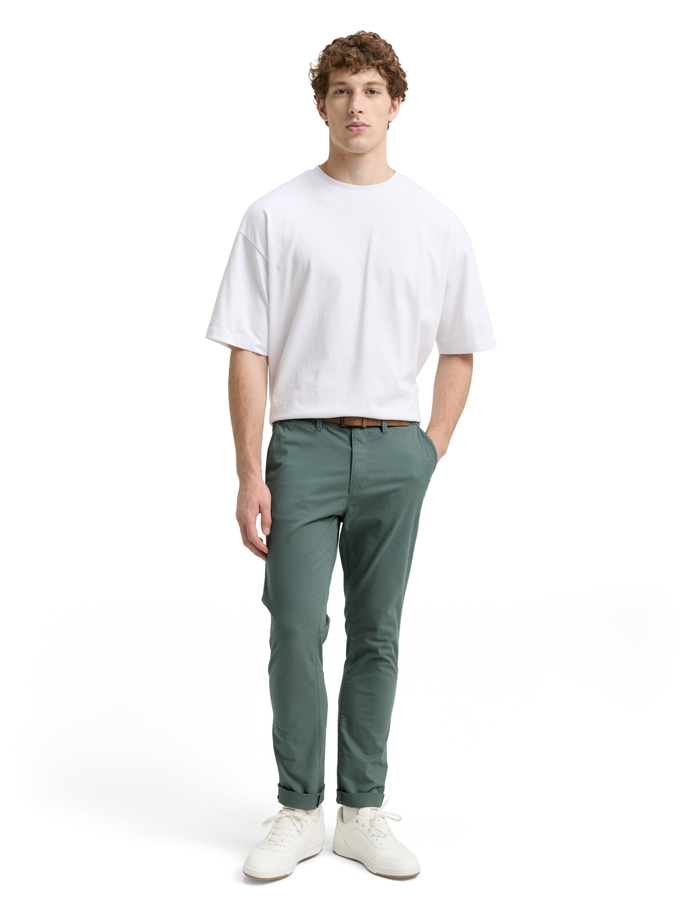 Tom Tailor Slim Washed Green Chino With Belt
