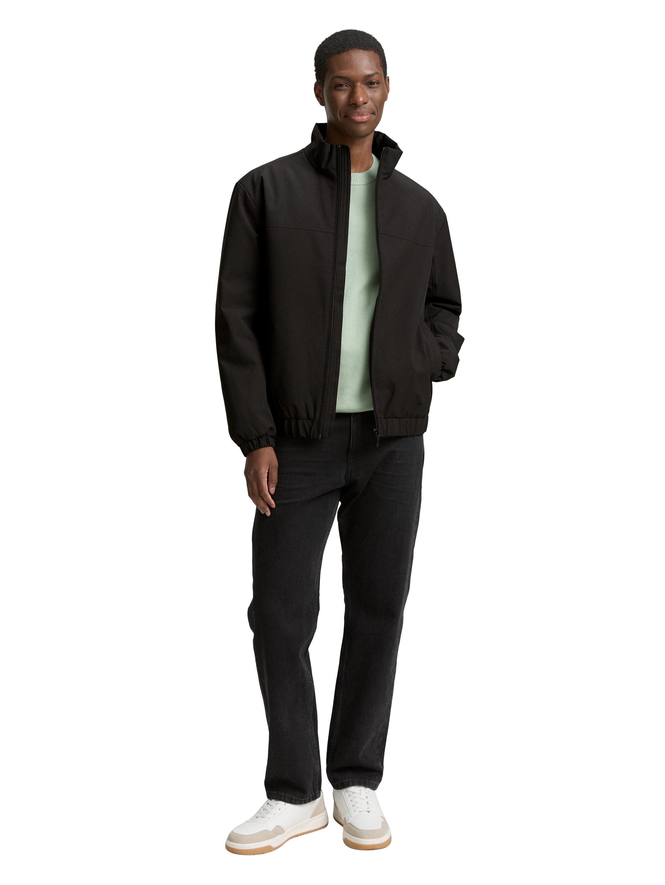 Tom Tailor Black Jacket With Stand-Up Collar