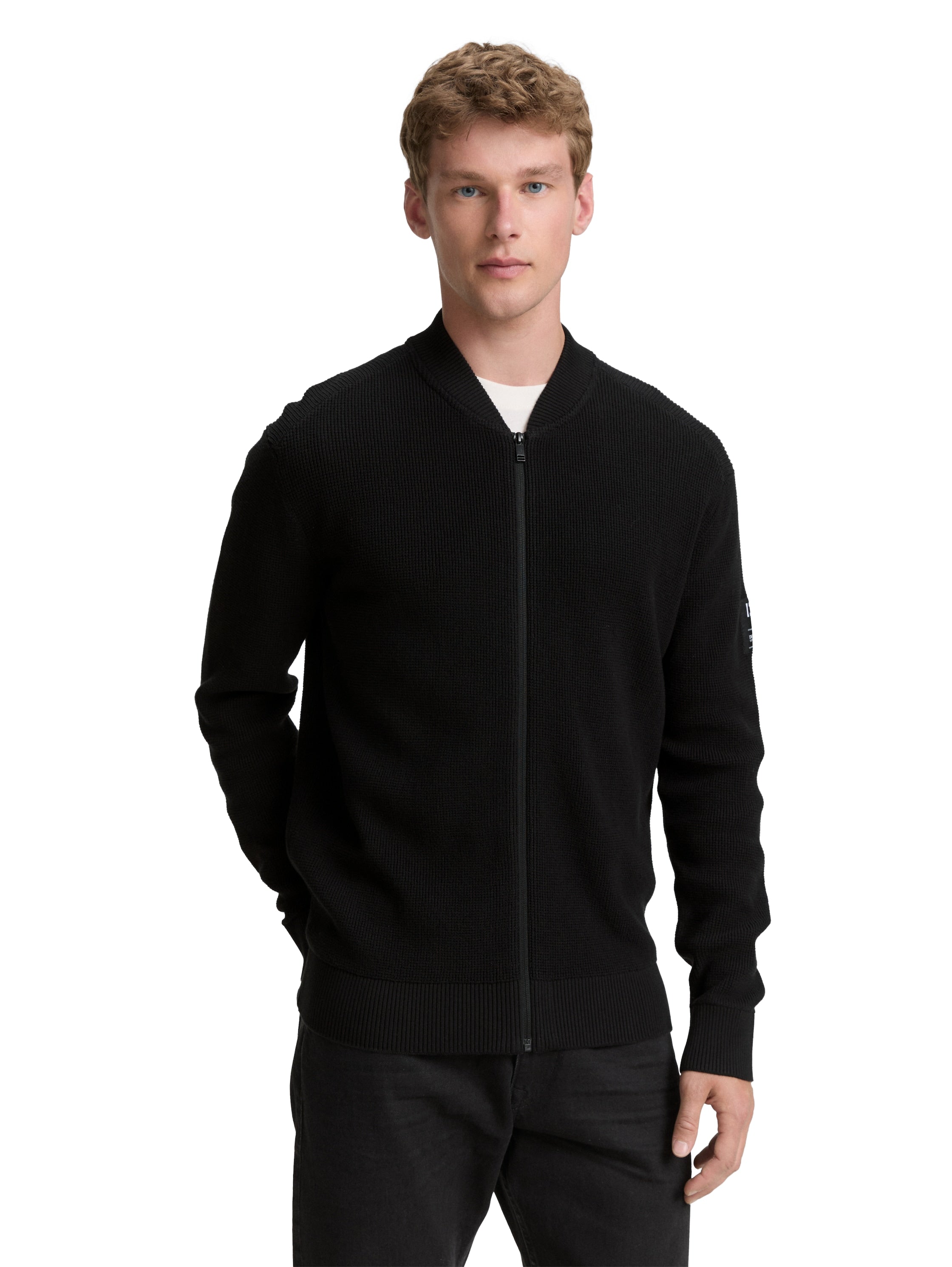 Tom Tailor Casual Black Jacket With Zipper To Close