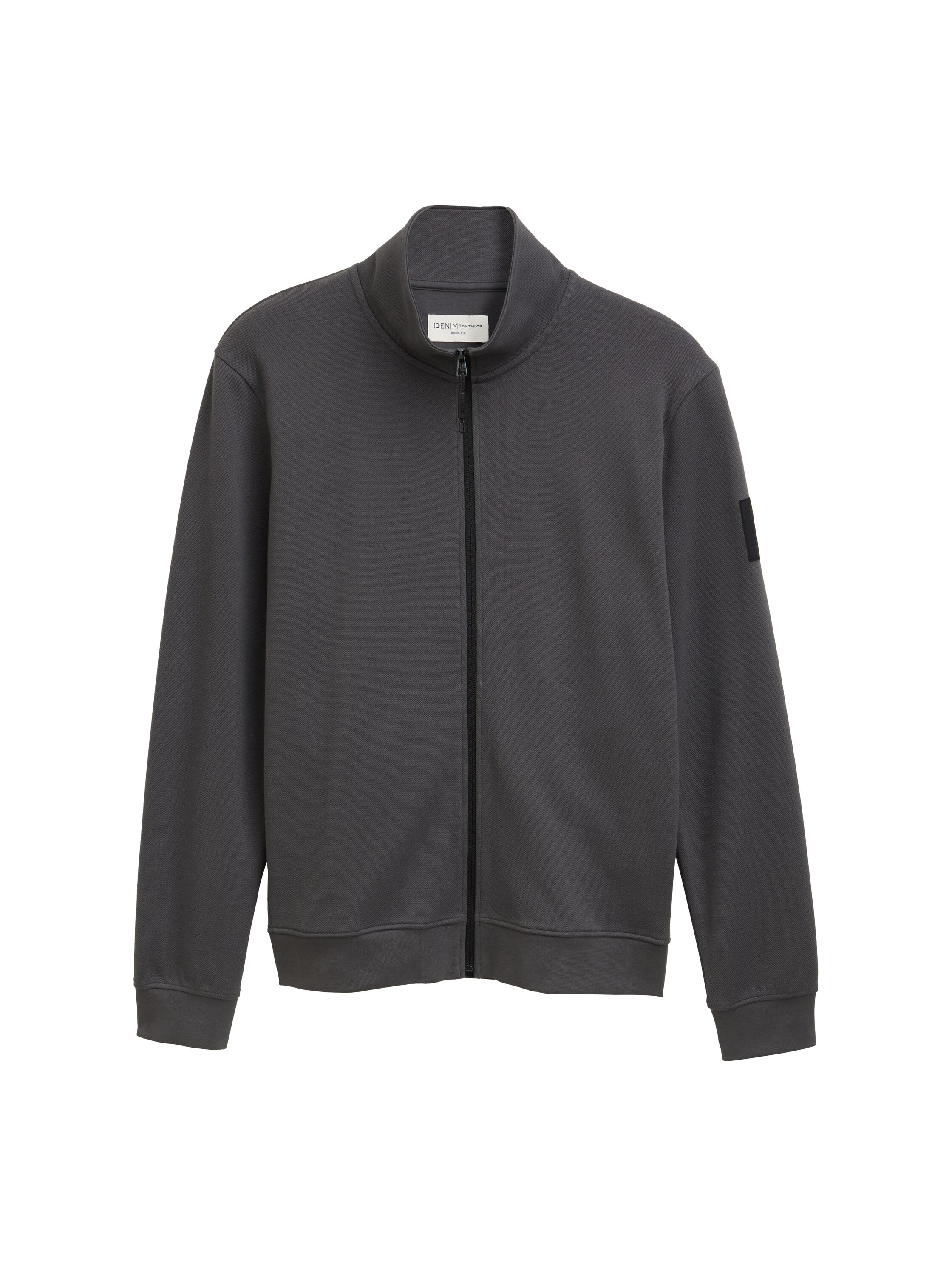 Tom Tailor Grey Sweat Jacket With Stand Up Collar