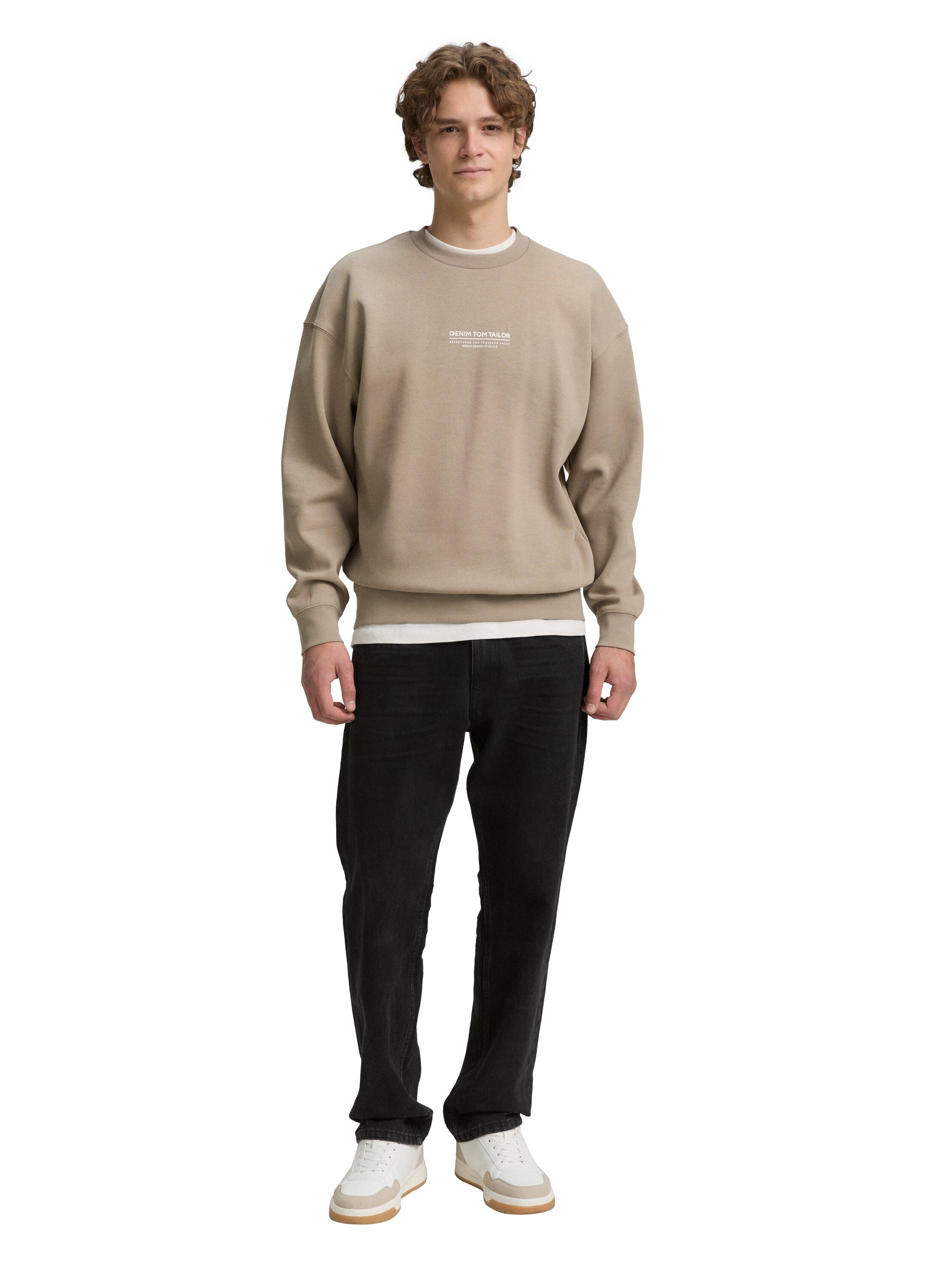 Tom Tailor Relaxed Roasted Brown Sweater With Logo Print