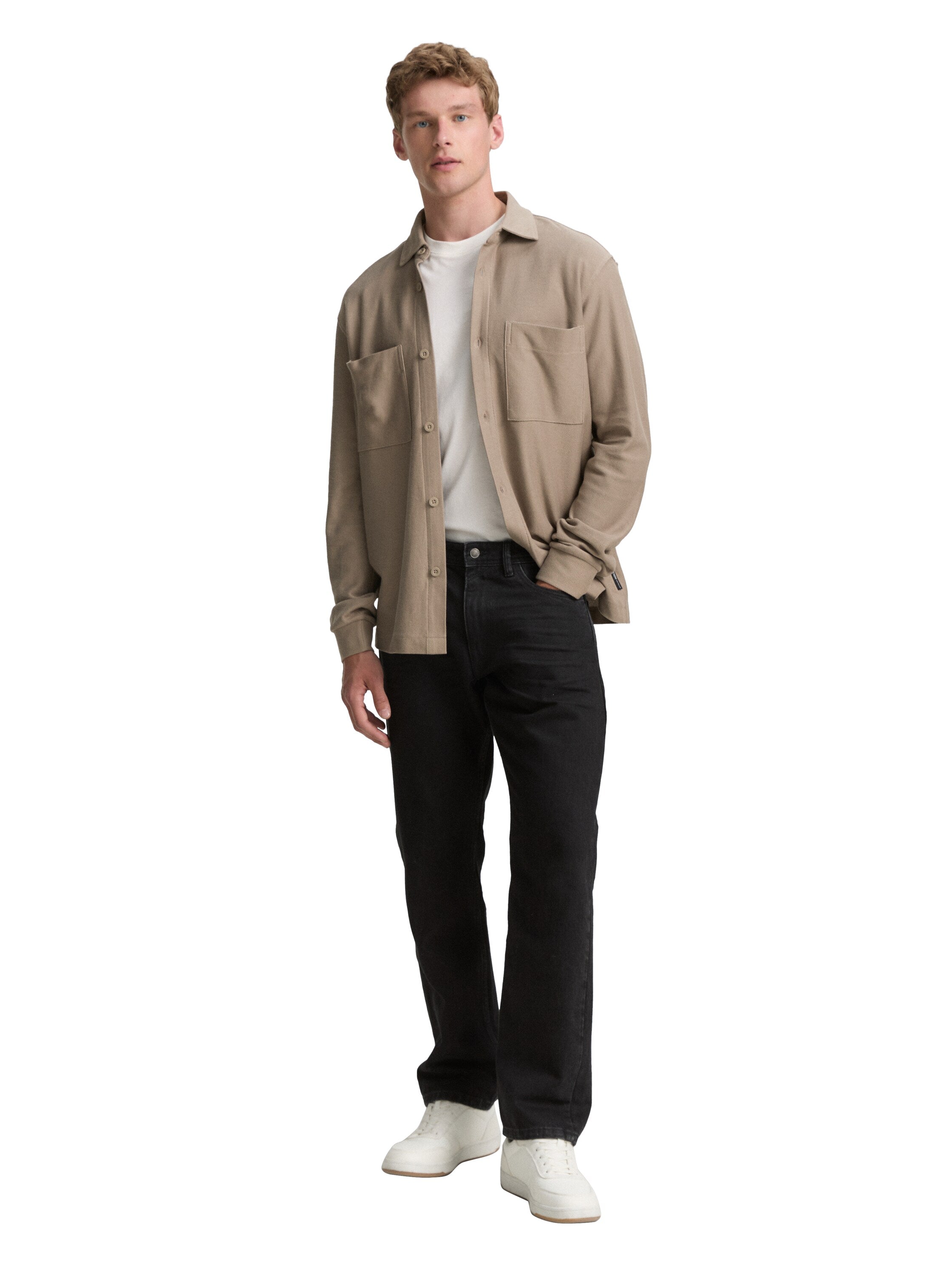 Tom Tailor Beige Shirt With Attached Chest Pockets