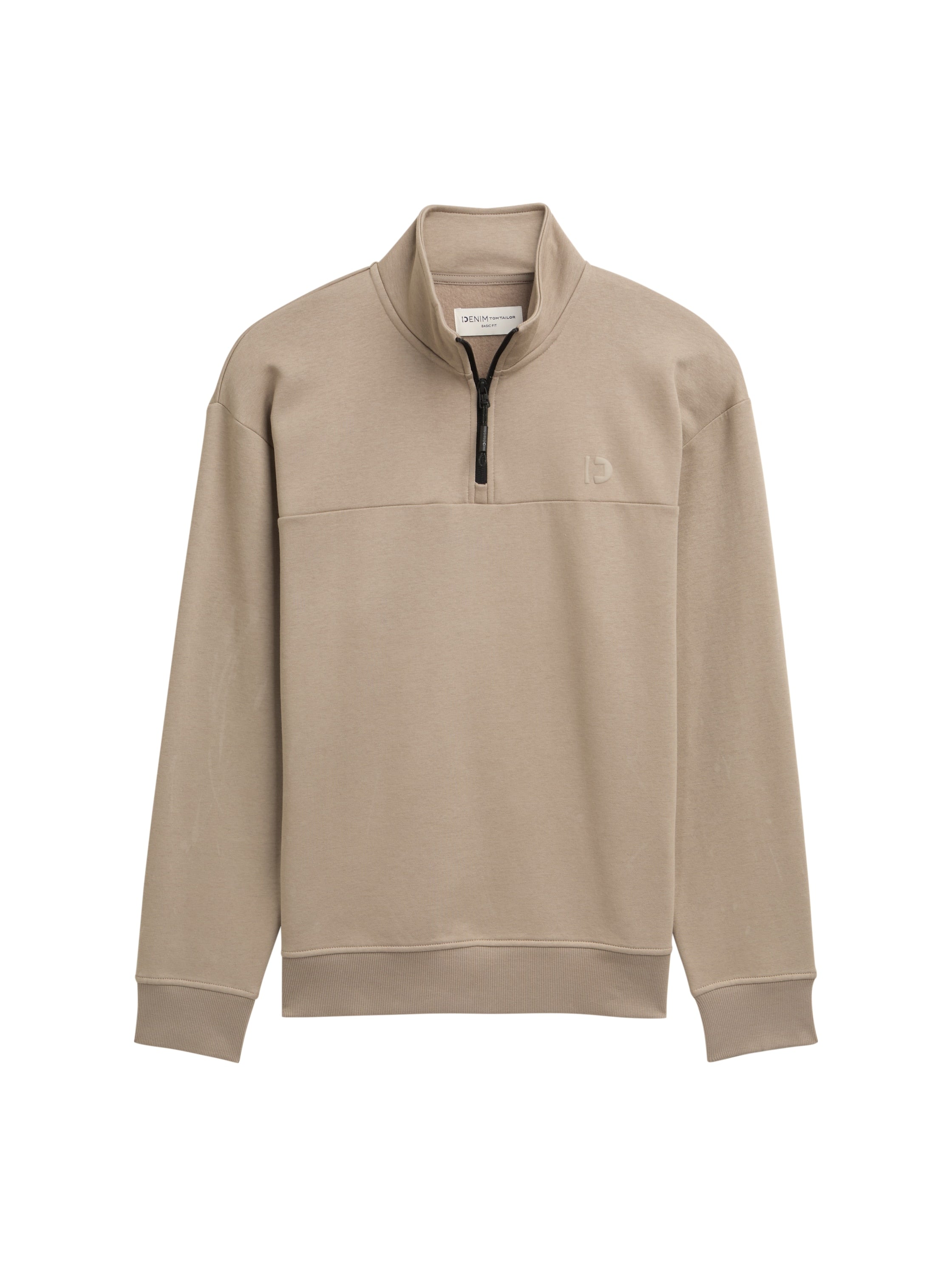 Tom Tailor Troyer Beige Sweater With Logo Print