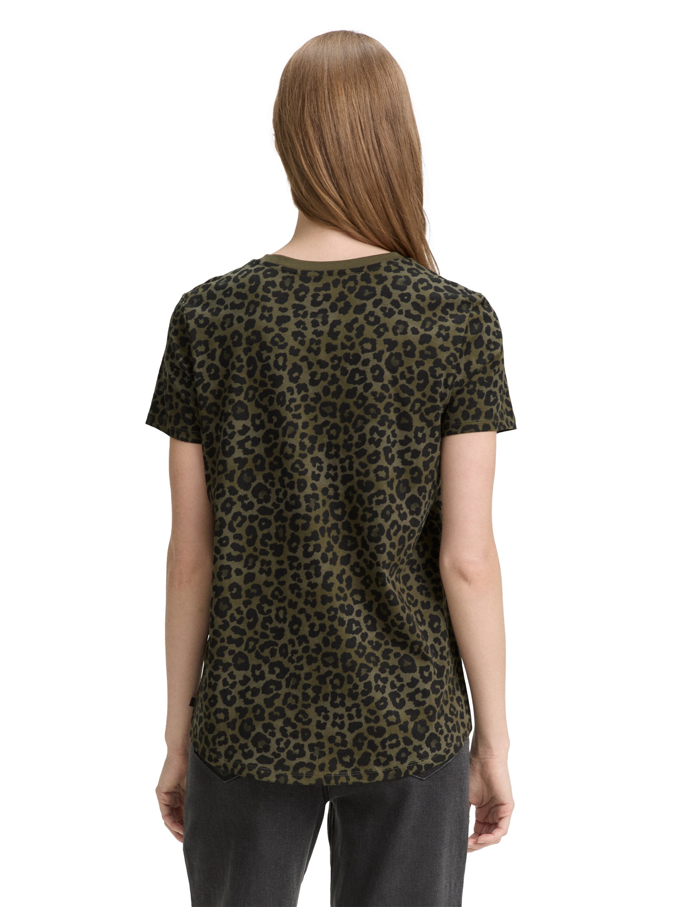 Tom Tailor Khaki Black Dotted Print T-shirt