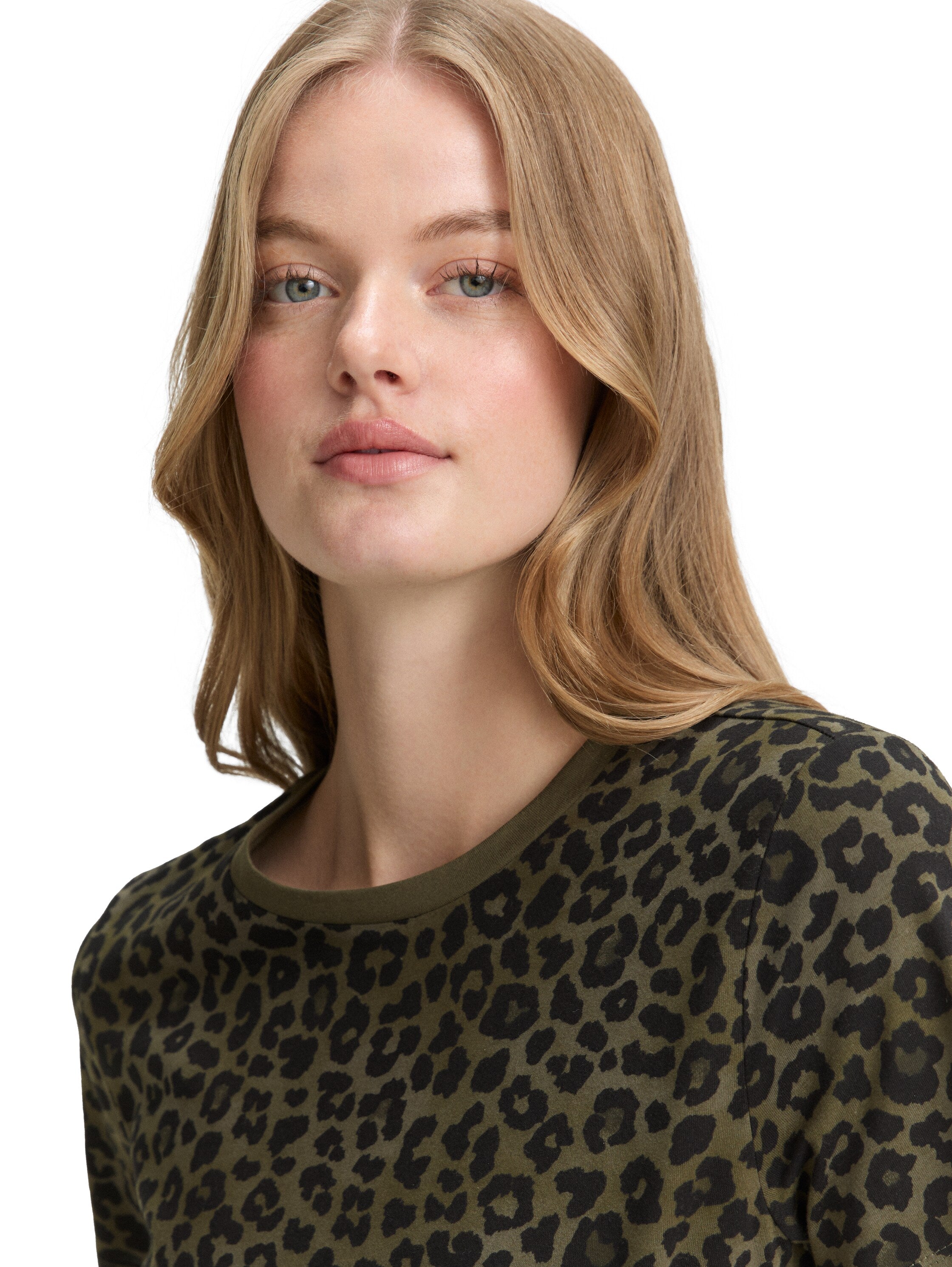 Tom Tailor Khaki Black Dotted Print T-shirt
