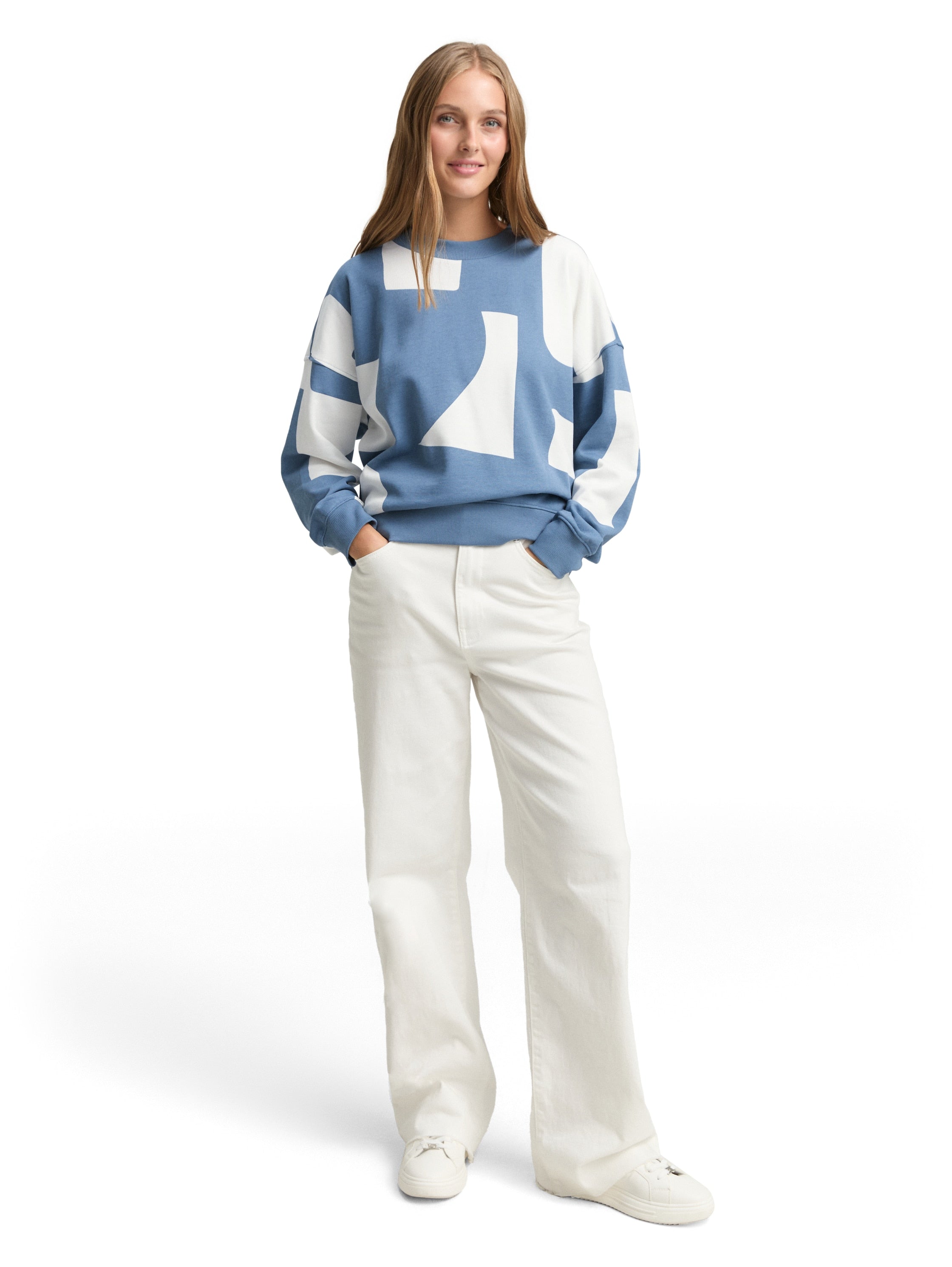 Tom Tailor Loose Fit Blue Sweater With Pattern