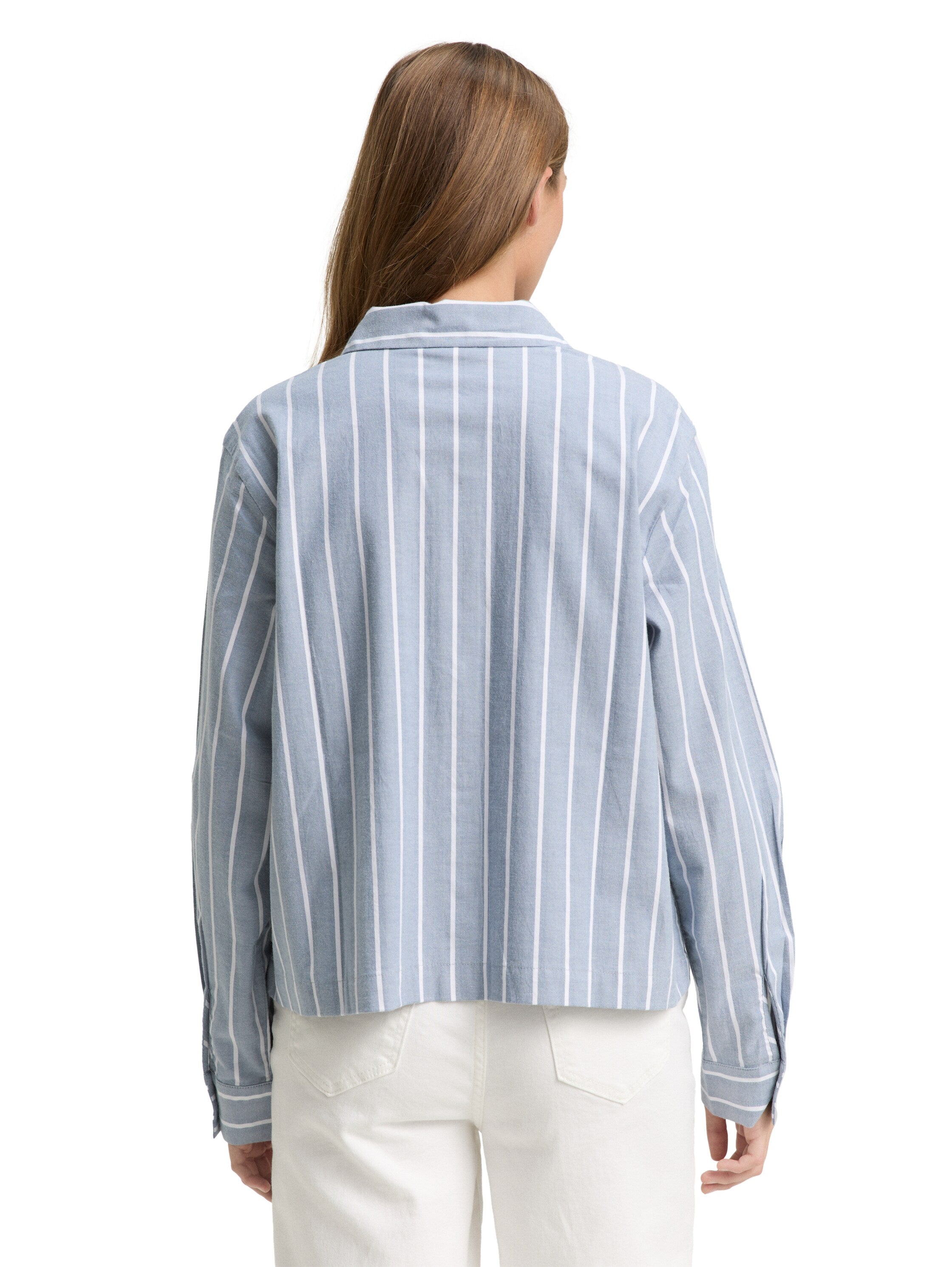 Tom Tailor Boxy Fit Blue With White Stripe Shirt