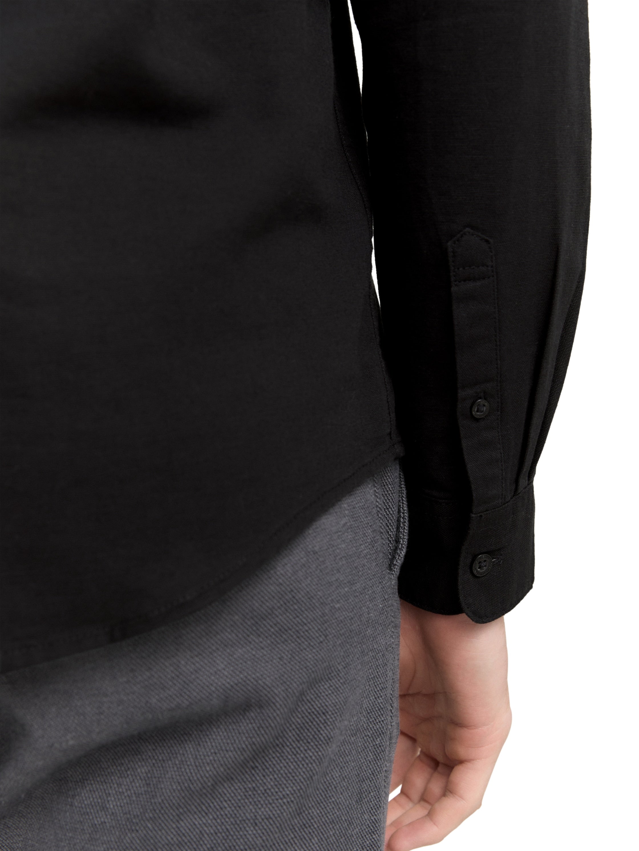 Tom Tailor Regular Fit Black Shirt with Embroidered Logo