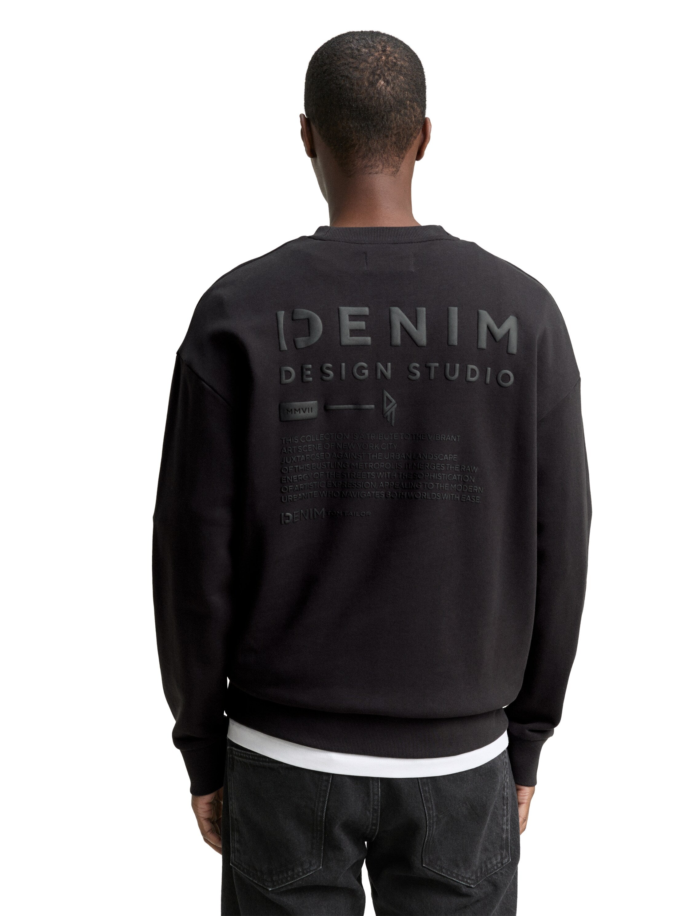 Tom Tailor Relaxed Fit Black Sweater With Back print