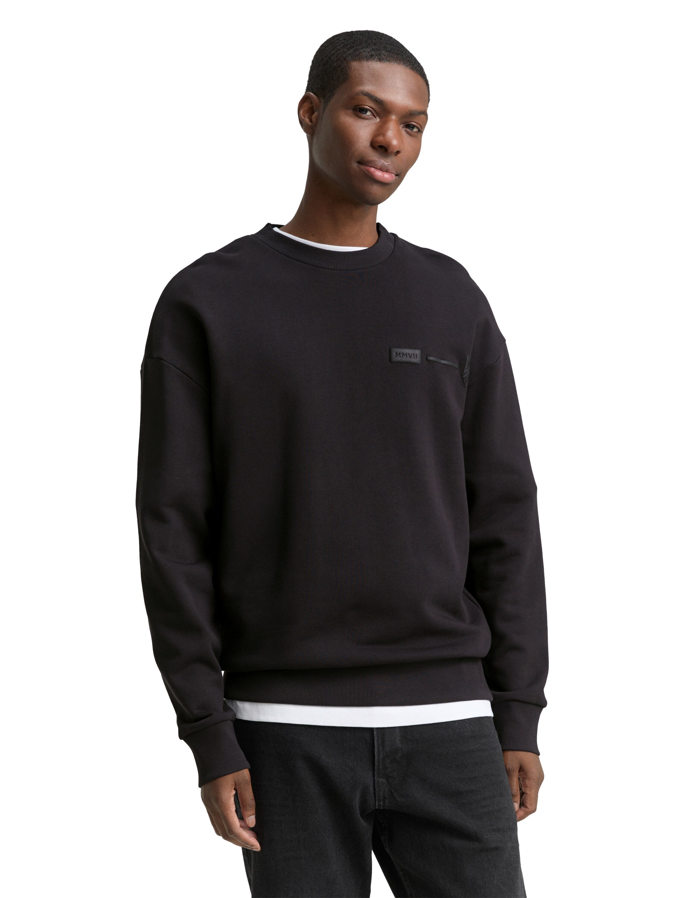 Tom Tailor Relaxed Fit Black Sweater With Back print