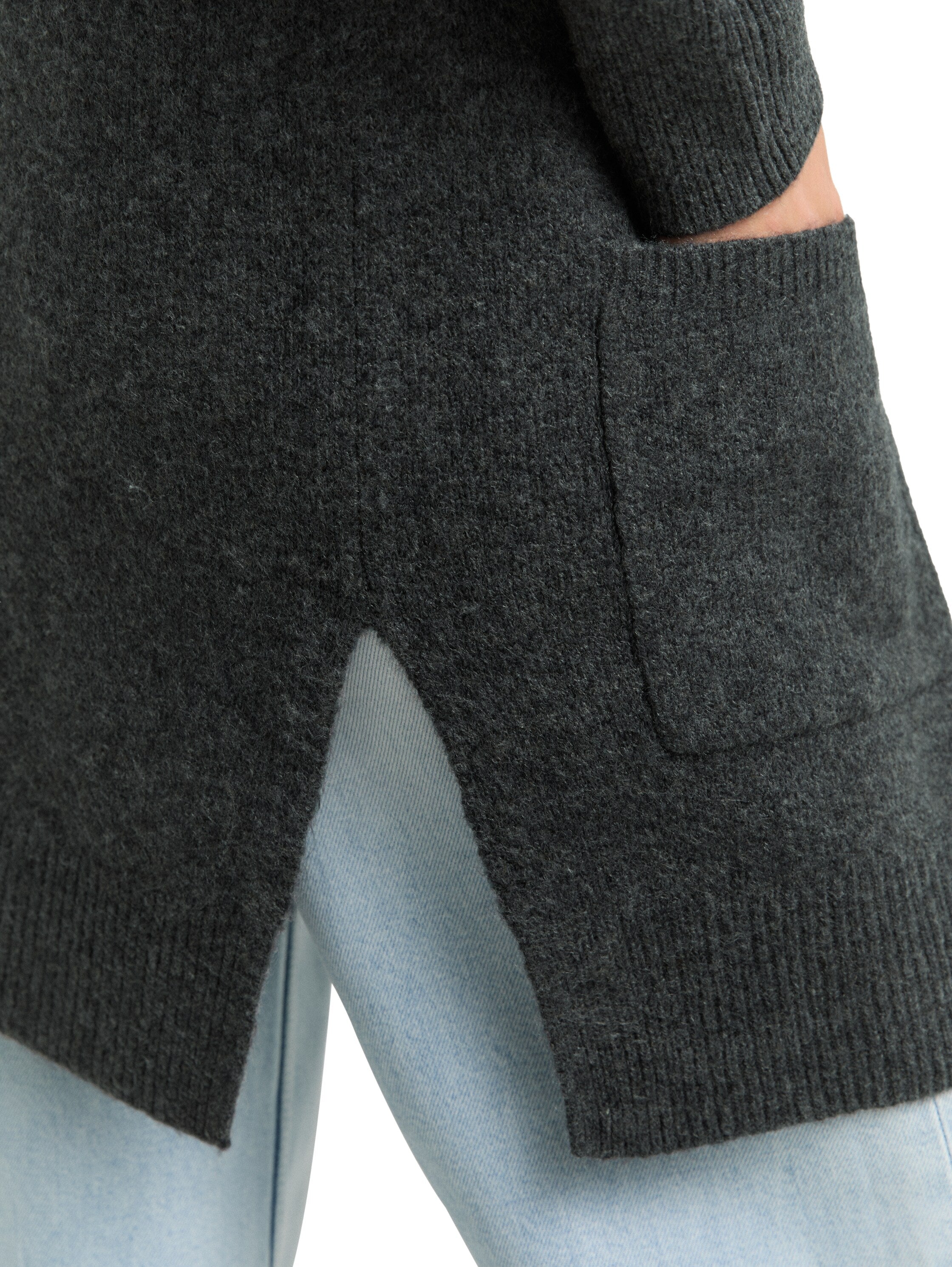 Tom Tailor Dark Grey Melange Cardigan With Hood