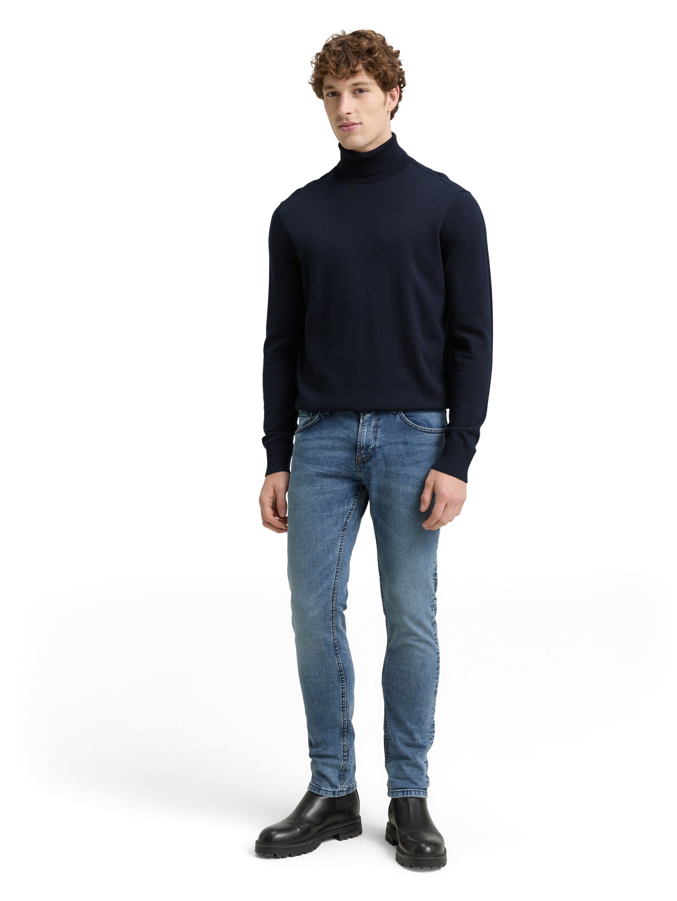 Tom Tailor High Neck Knitwear Navy Pullover