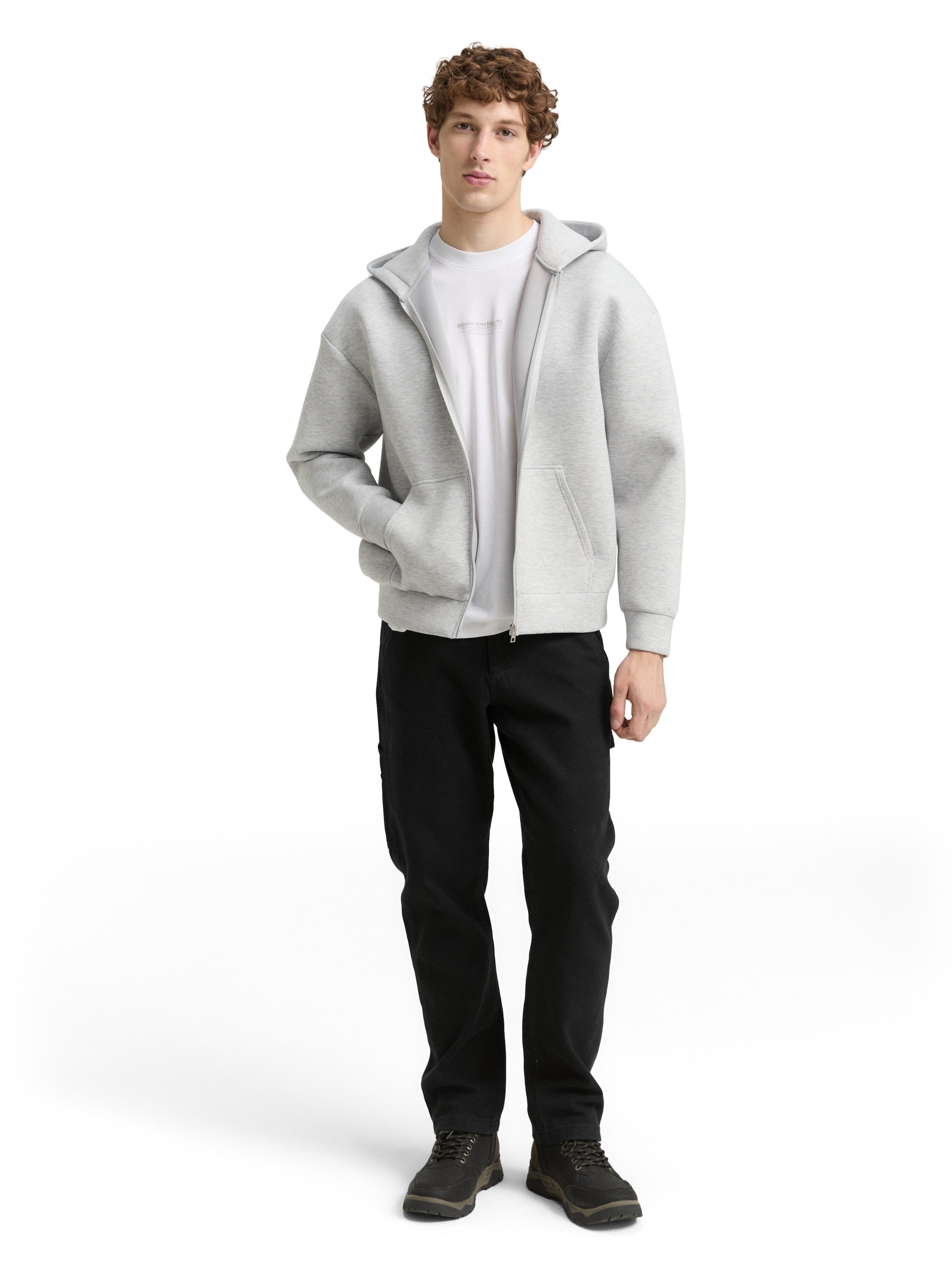 Tom Tailor Relaxed Fit Hoodie Sweat Grey Jacket From Scuba