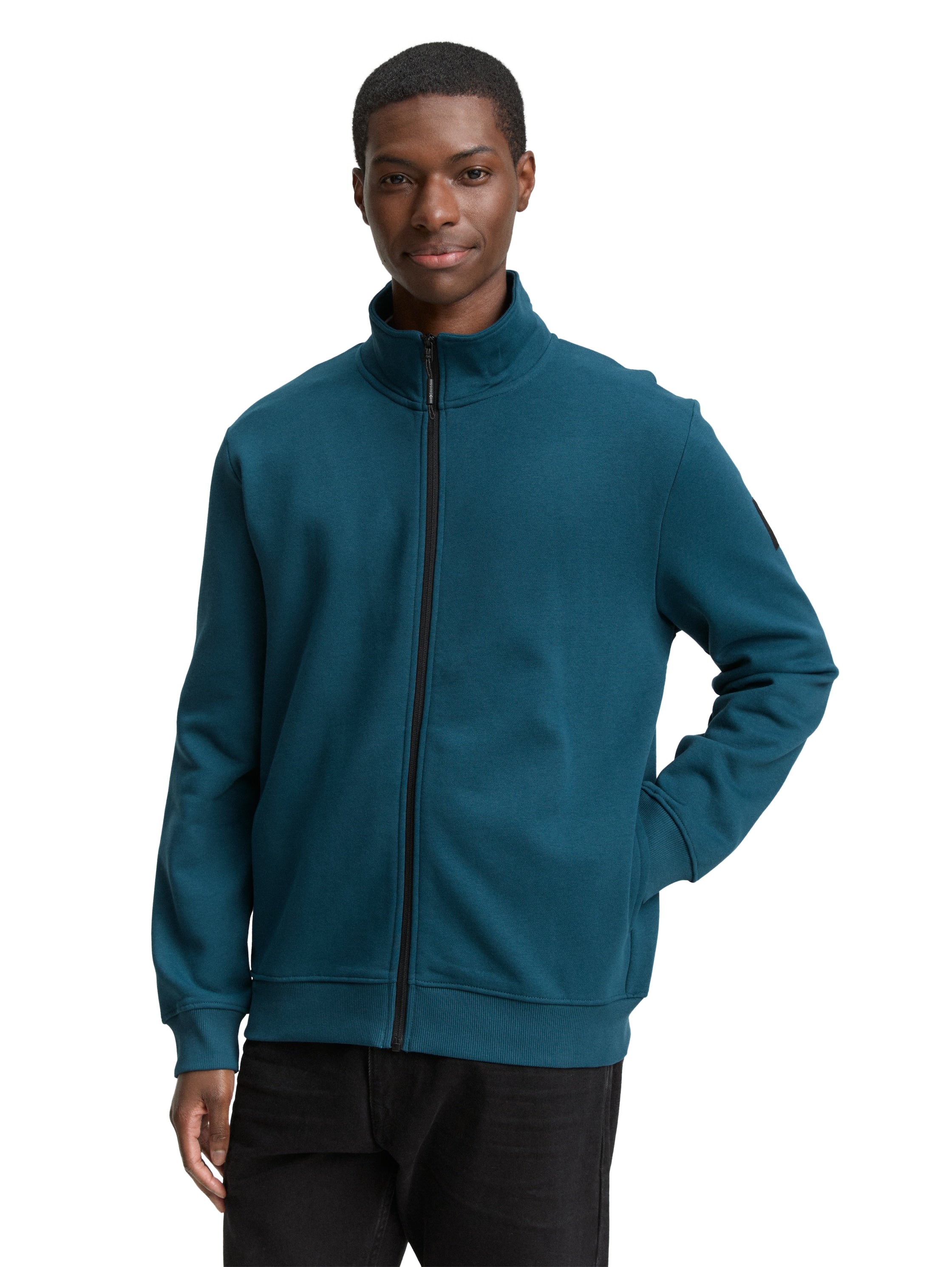 Tom Tailor Long Sleeved Deep Green Jacket With Zipper To Close