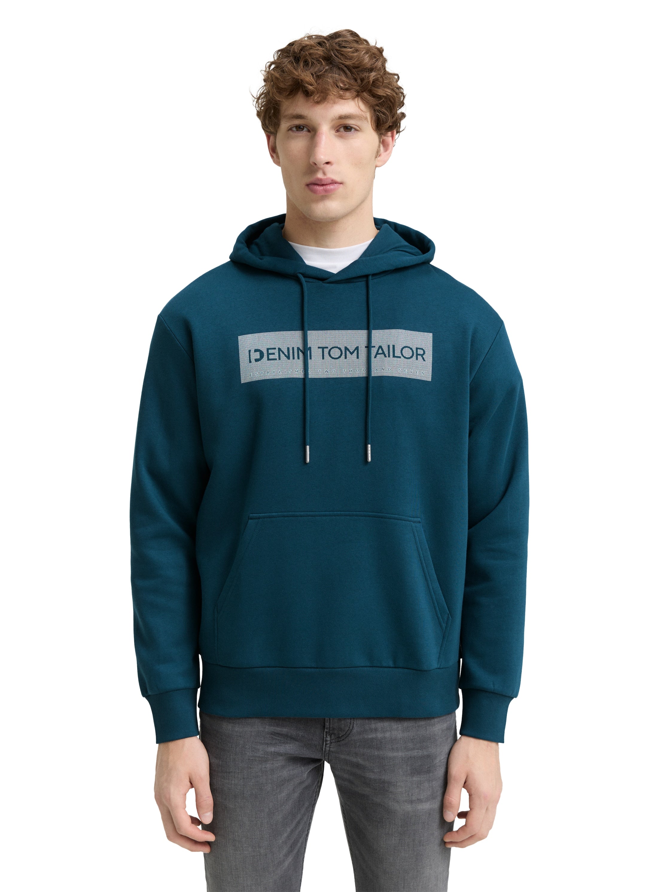 Tom Tailor Deep Green Hoodie With Print