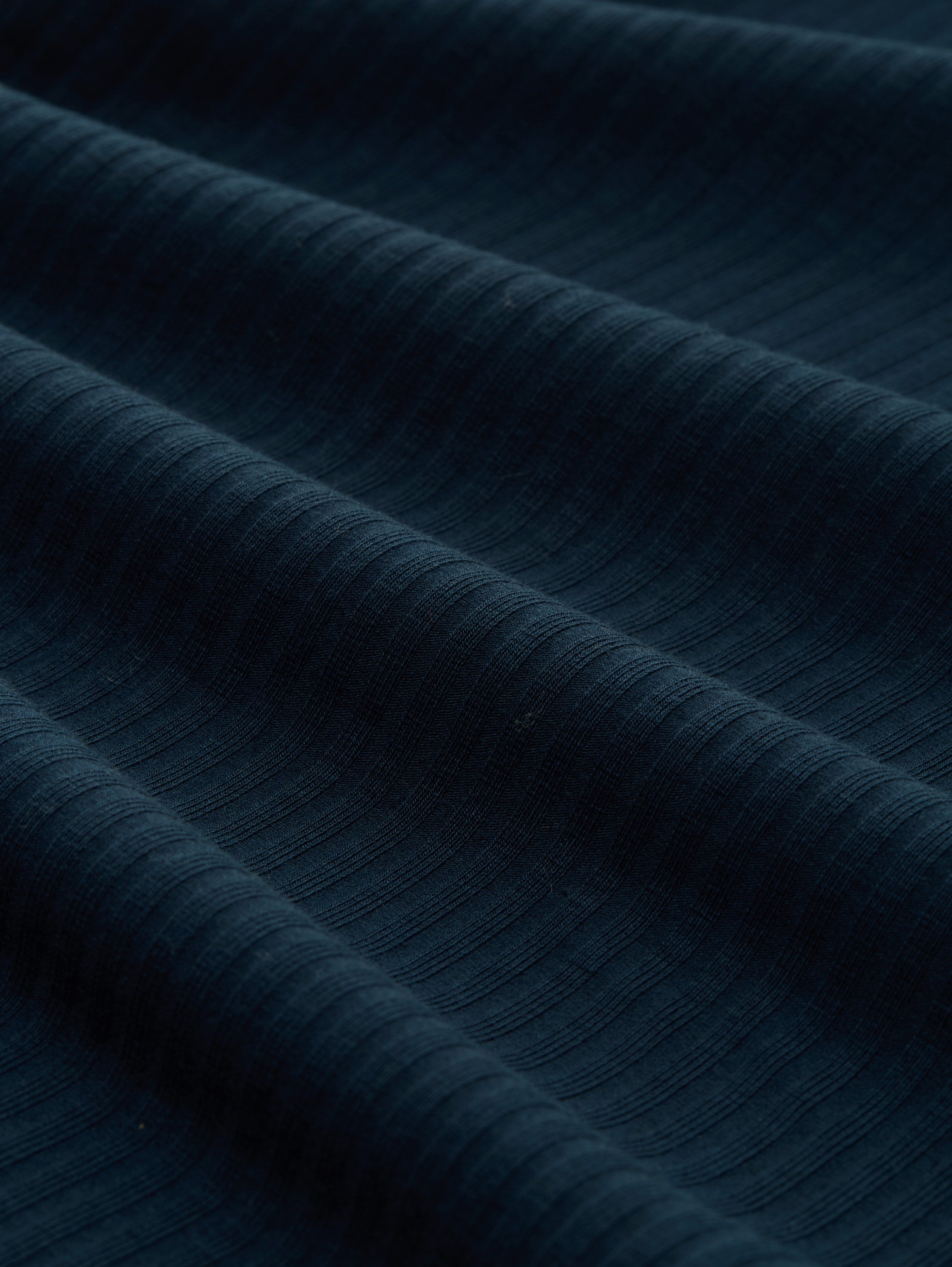 Tom Tailor Blue Petrol Ribbed Long Sleeved T-shirt With Stand up Collar