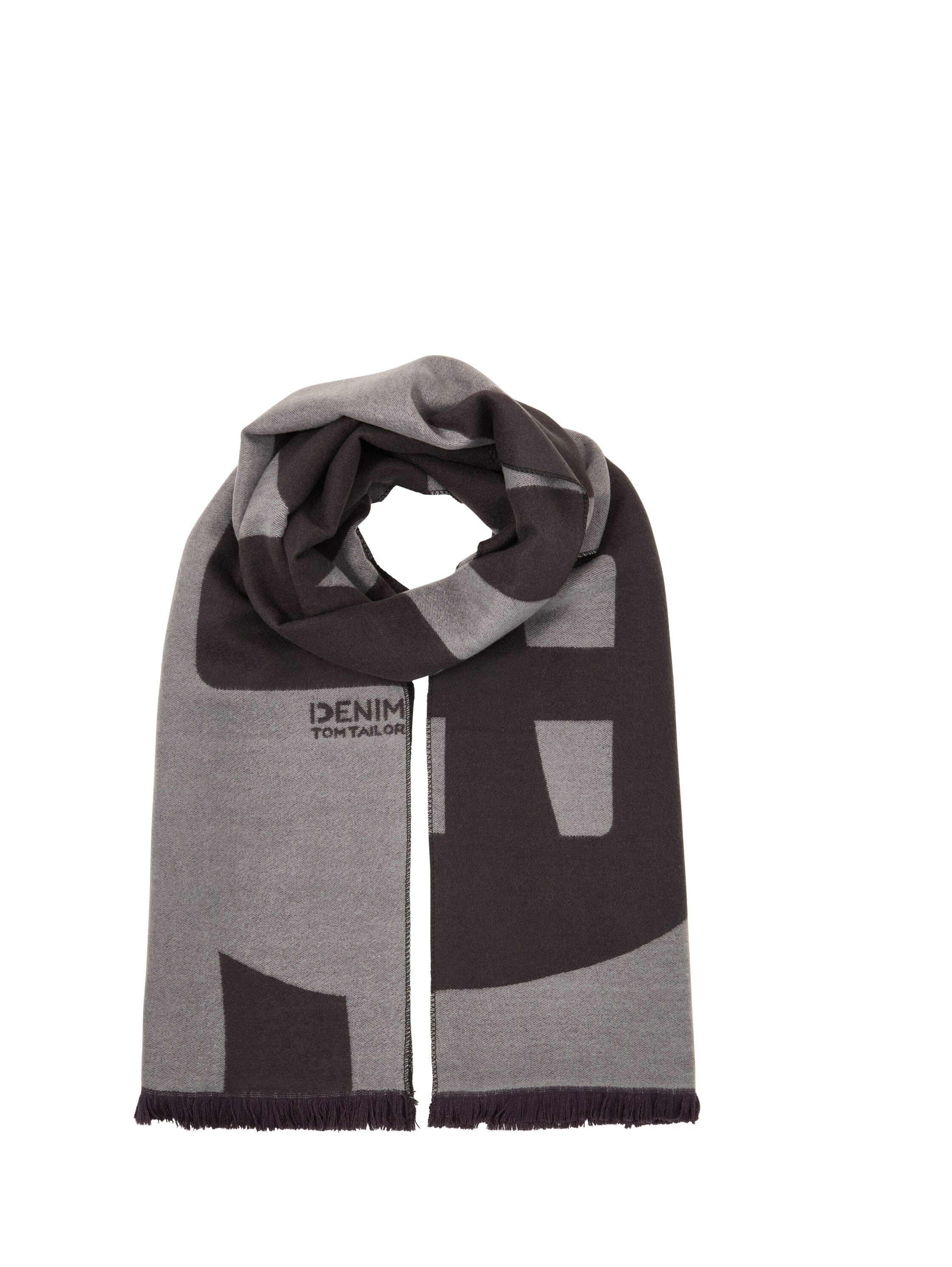 Tom Tailor Grey Jacquard Scarf With Pattern