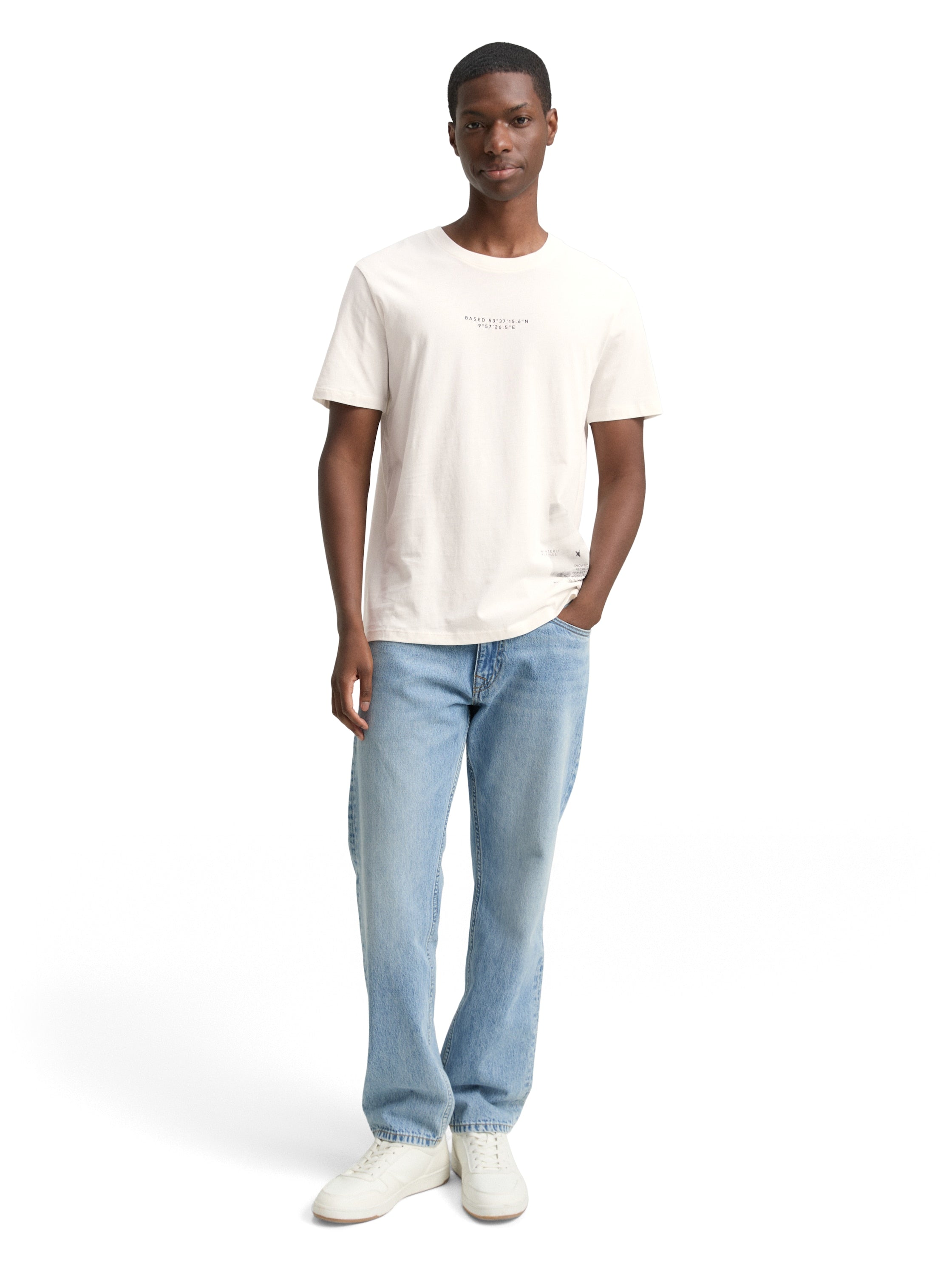 Tom Tailor Short Sleeved White T-shirt With Front Design