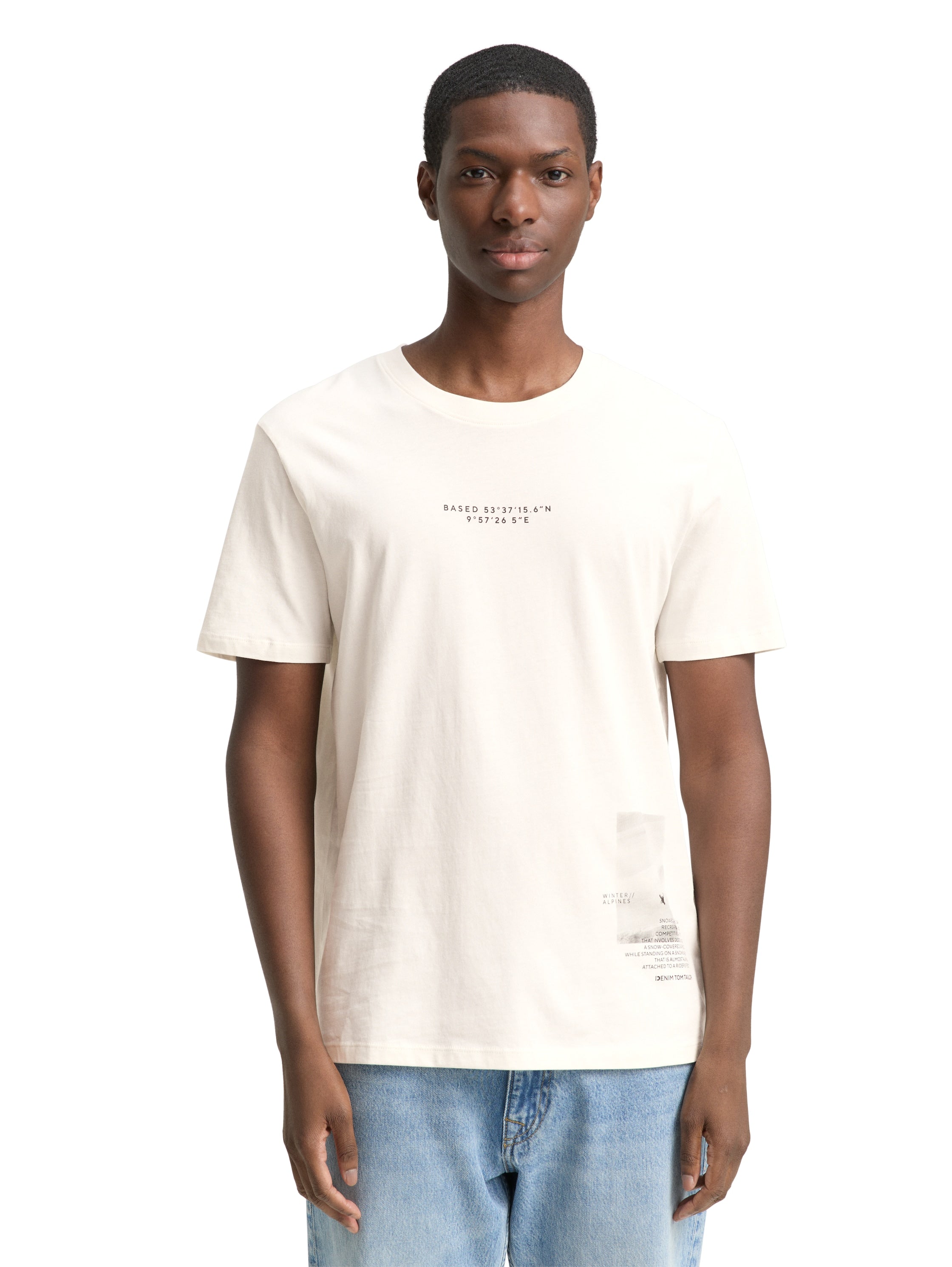 Tom Tailor Short Sleeved White T-shirt With Front Design