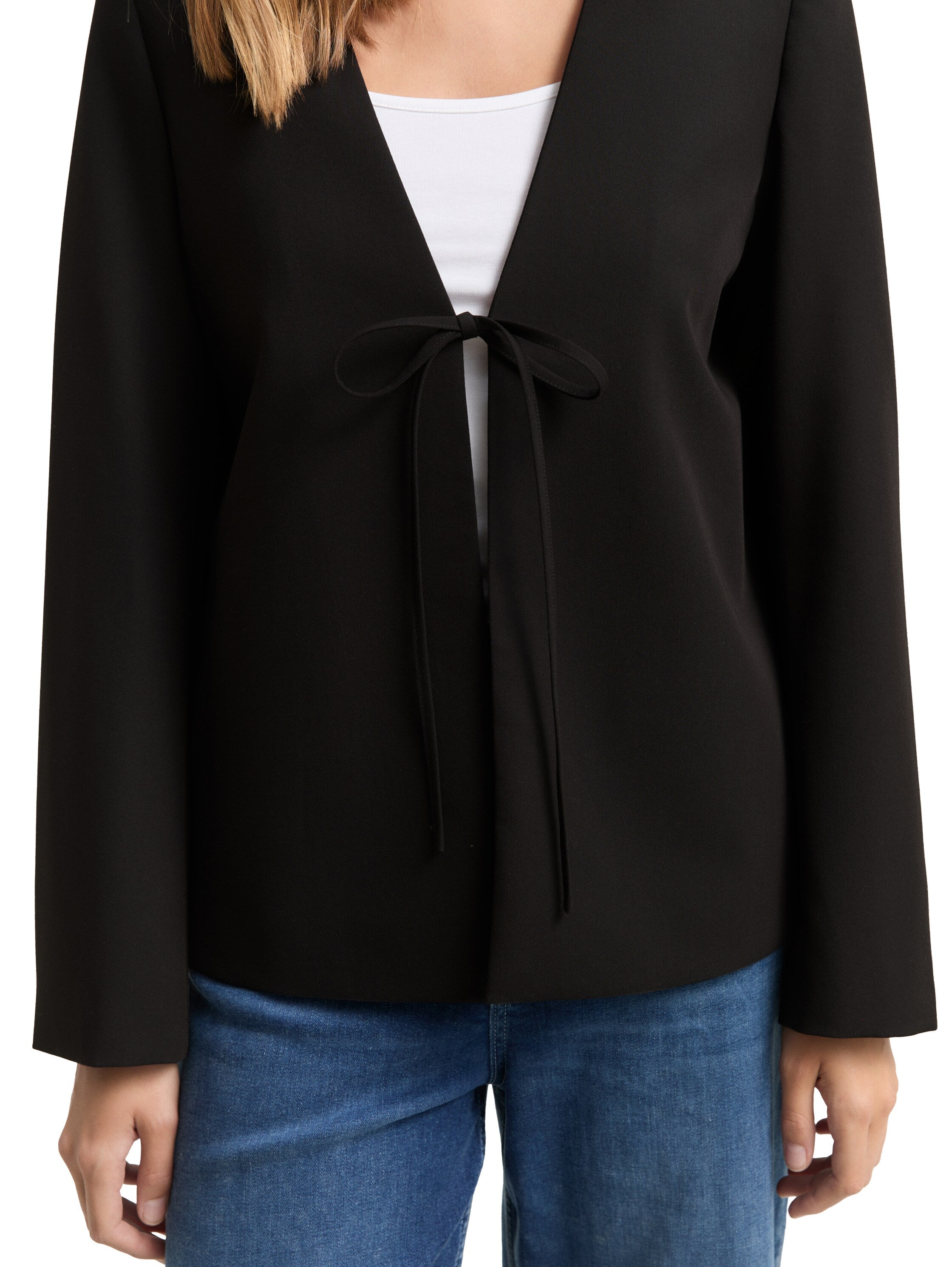 Tom Tailor Black Regular Fit Blazer With Bow Detail