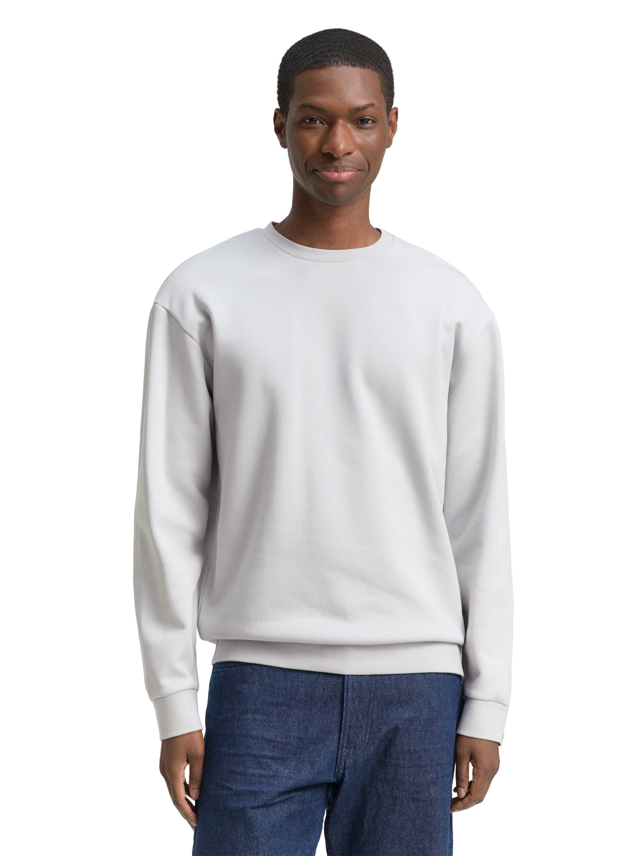 Tom Tailor White Sweater With Logo Badge