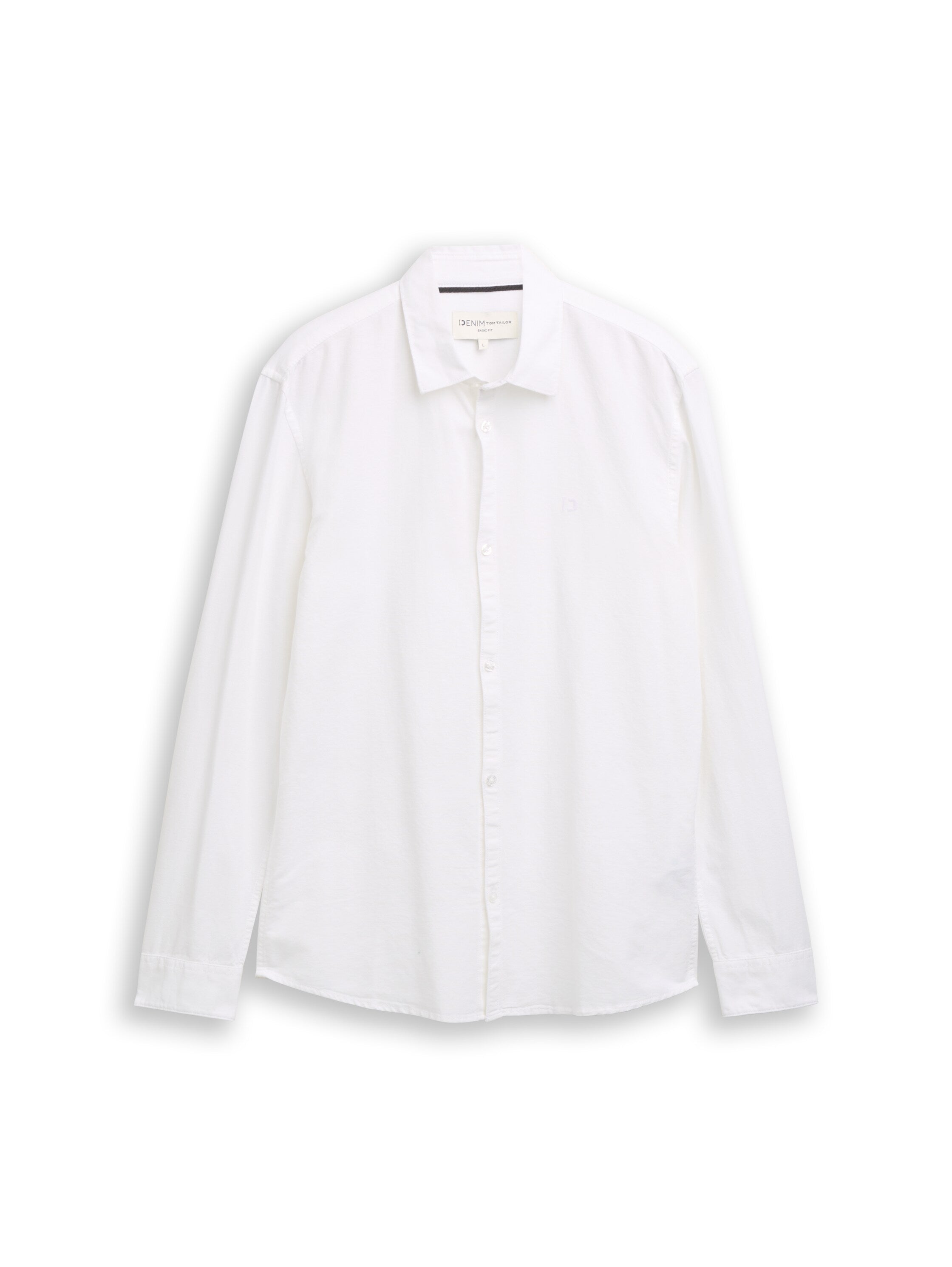 Tom Tailor Regular Fit White Shirt with Embroidered Logo