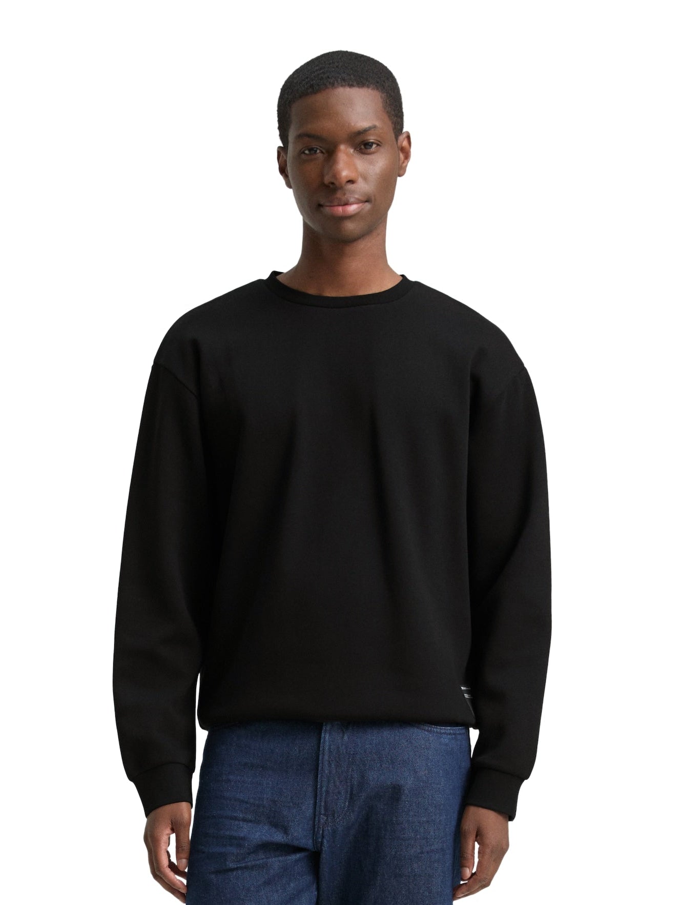 Tom Tailor Black Sweater With Logo Badge