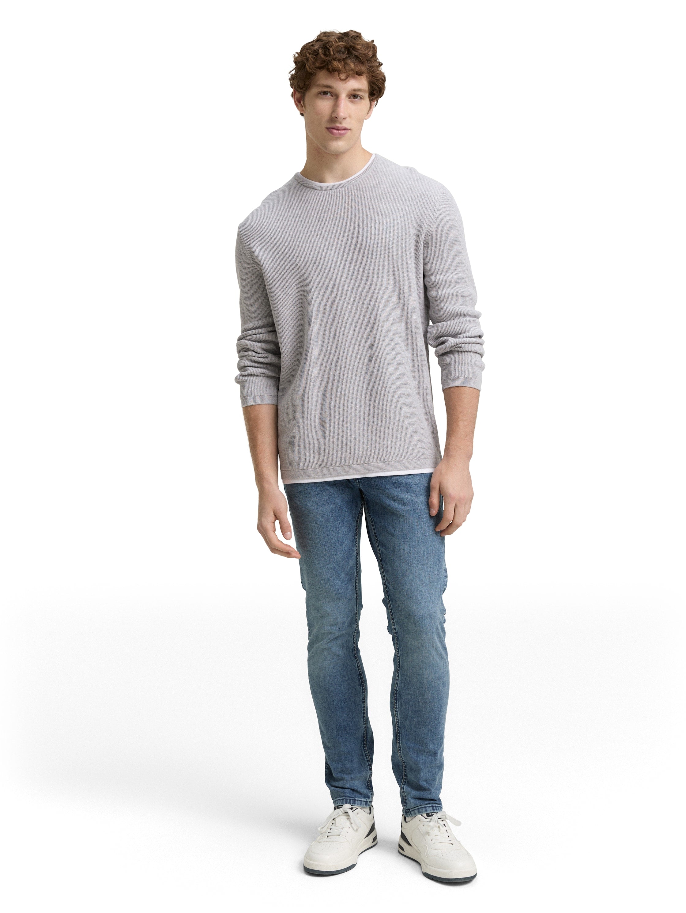 Tom Tailor 2-in-1 Light Stone Grey Pullover Made of Cotton