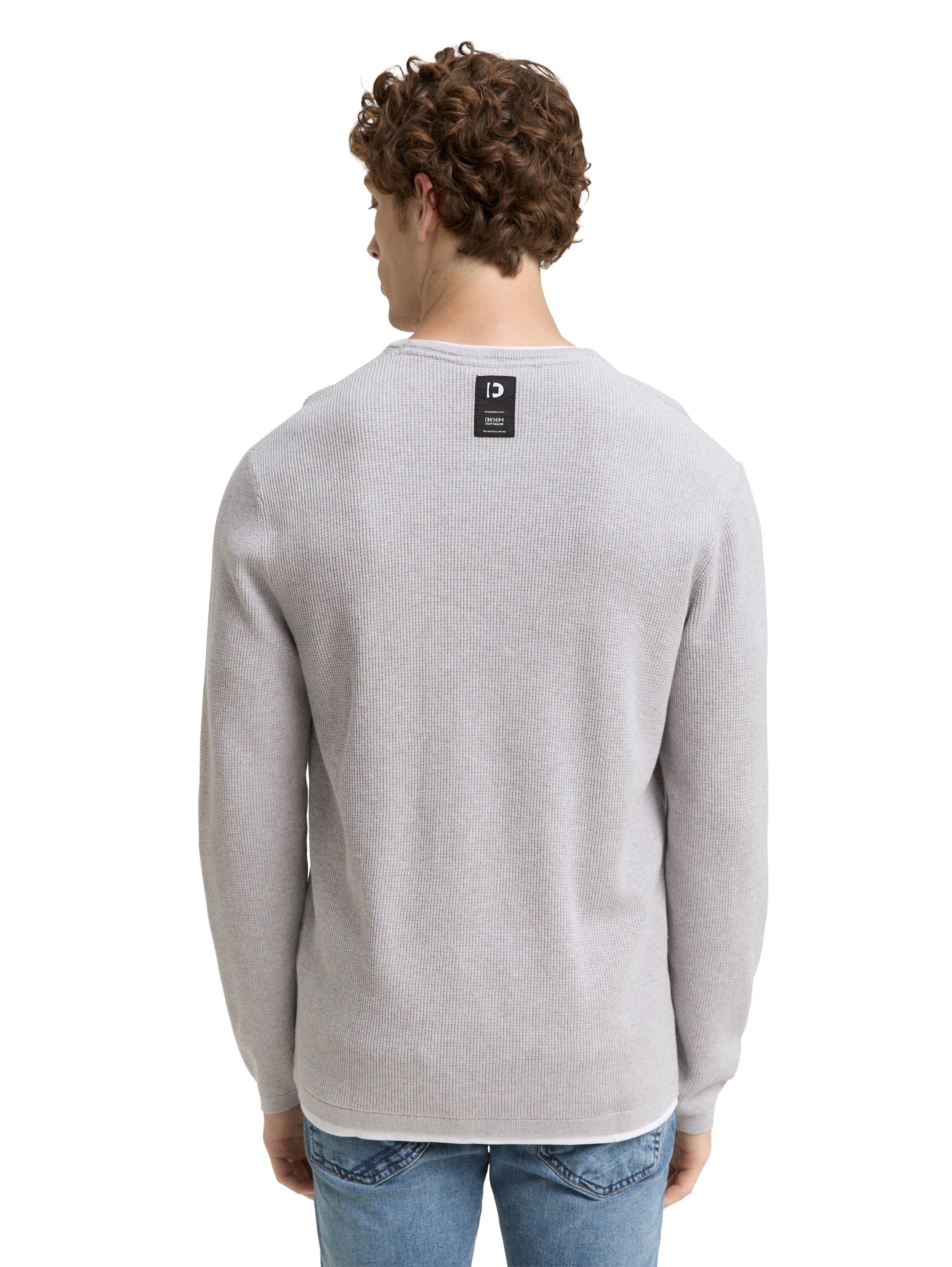 Tom Tailor 2-in-1 Light Stone Grey Pullover Made of Cotton