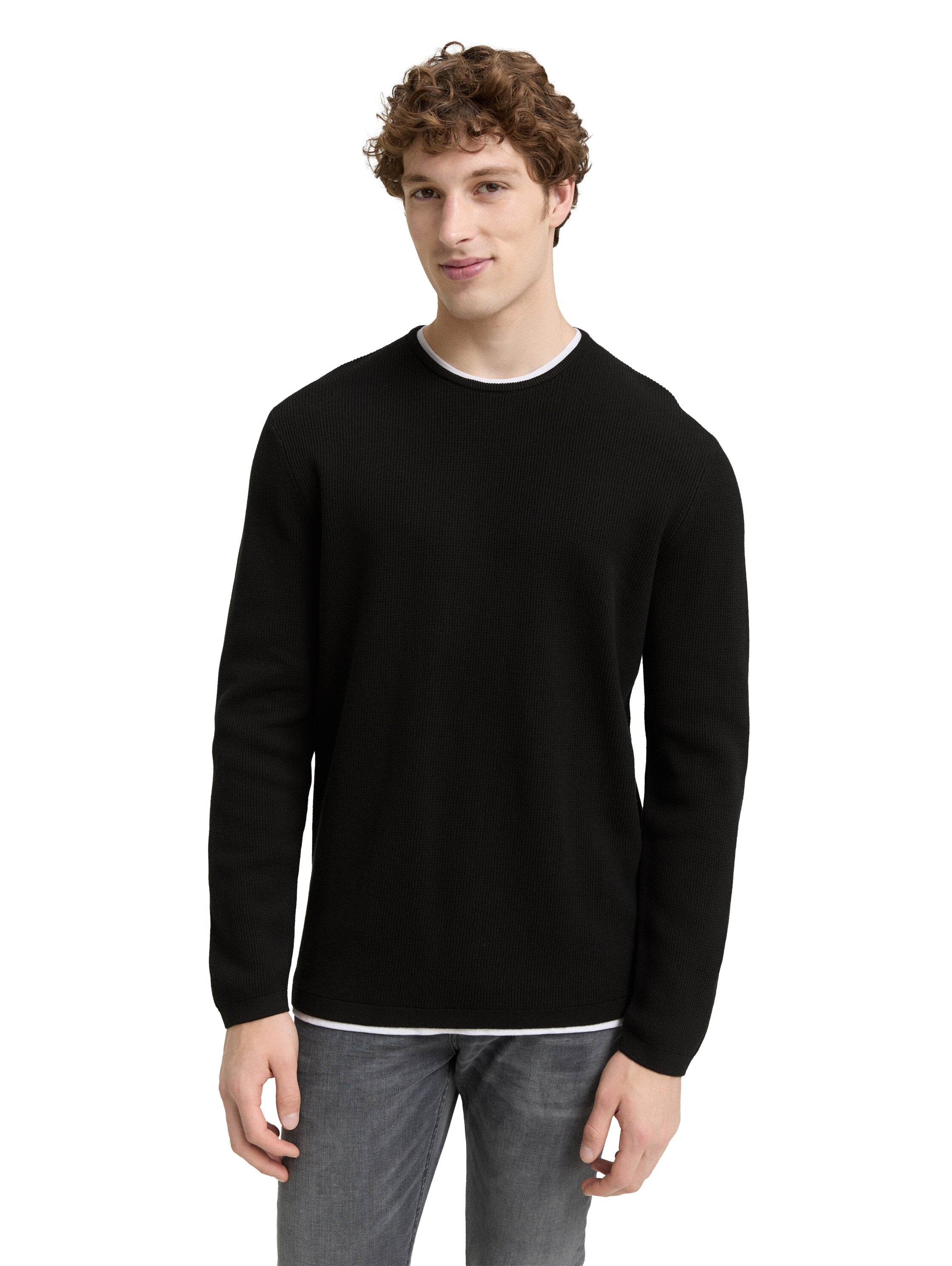 Tom Tailor 2-in-1 Black Pullover Made of Cotton