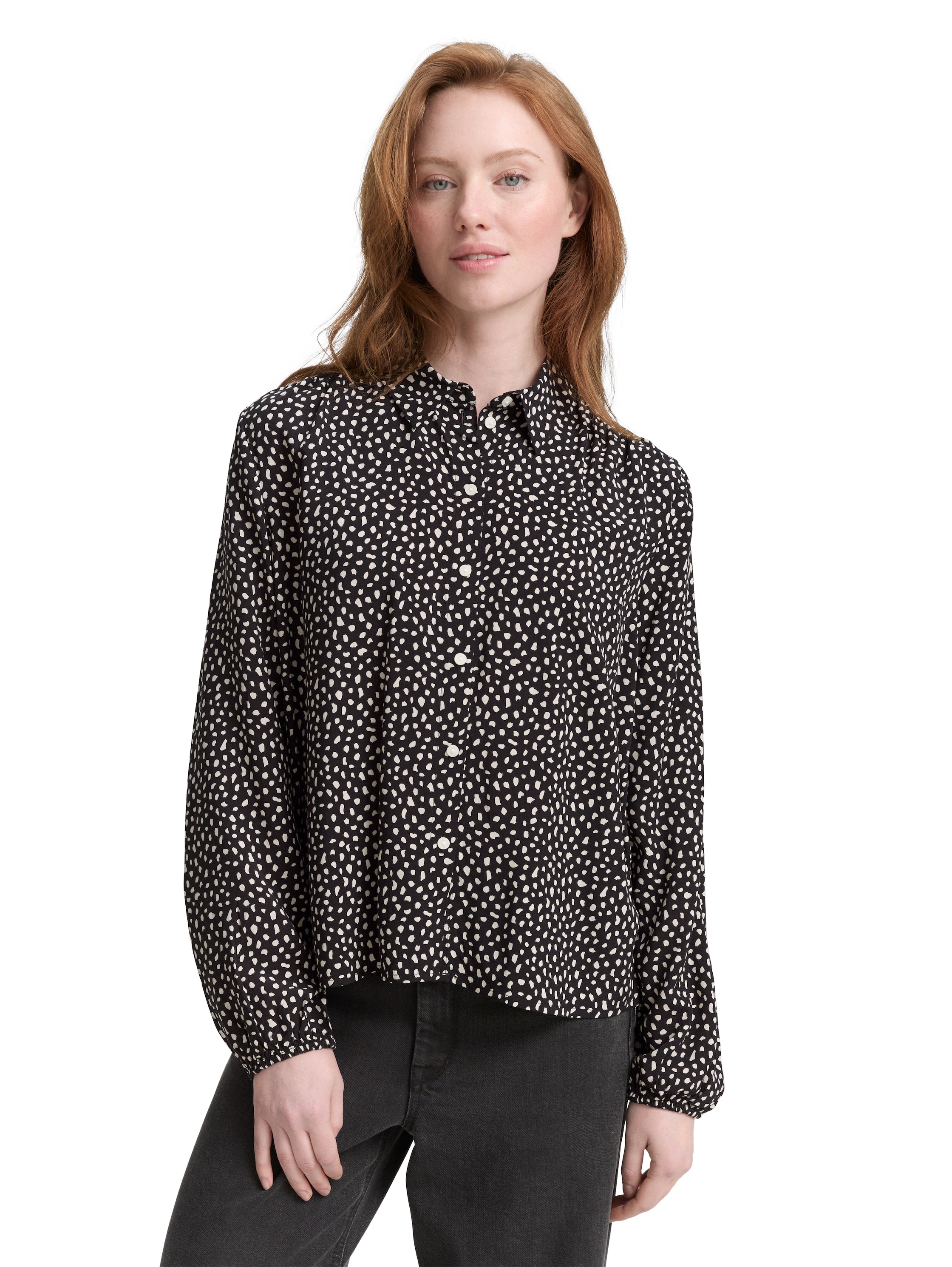 Tom Tailor Black And White Dotted Print Shirt