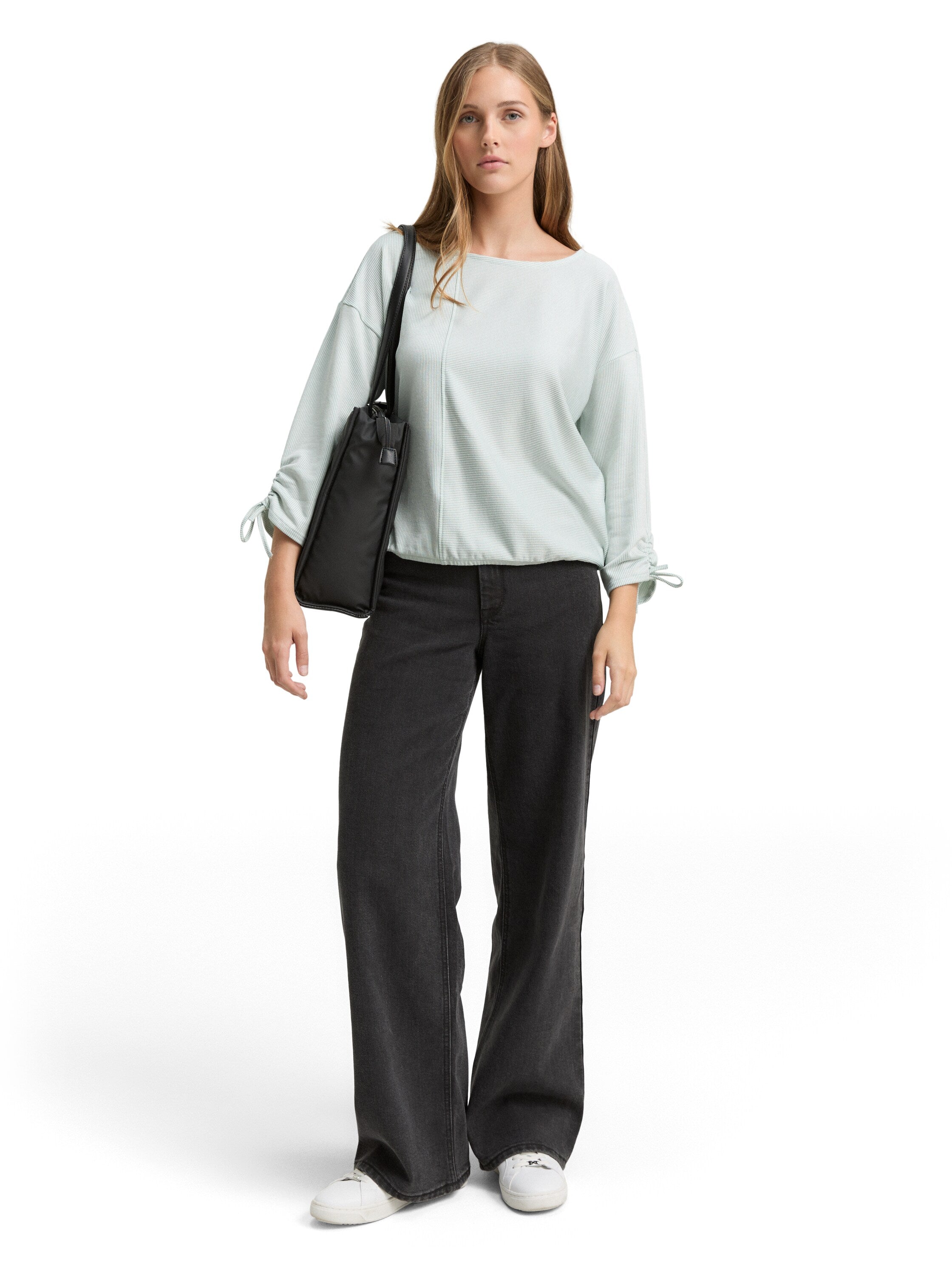 Tom Tailor Loose Fit Mint Top With Gathered Sleeves