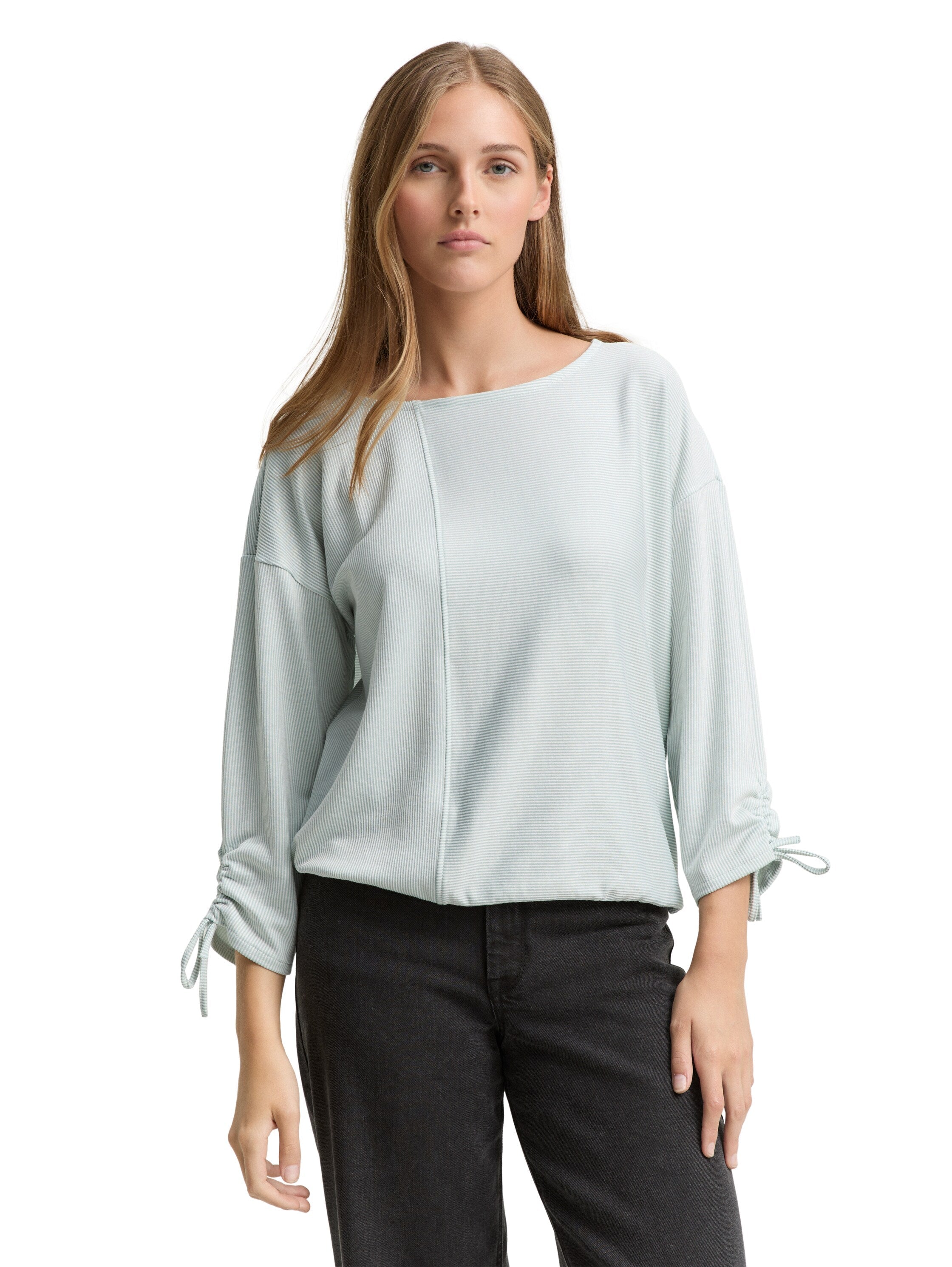 Tom Tailor Loose Fit Mint Top With Gathered Sleeves