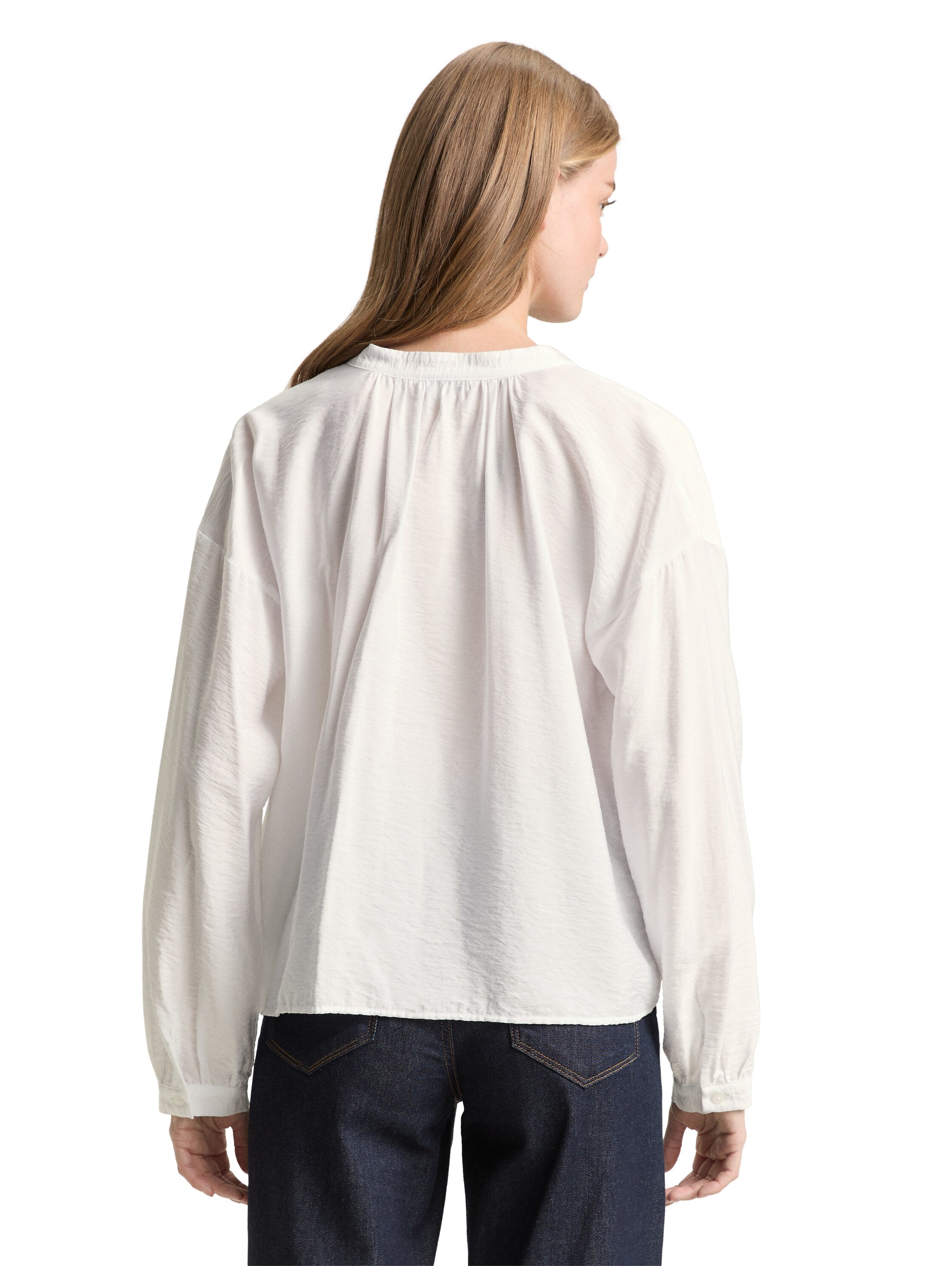 Tom Tailor Flowy White Shirt With Long Sleeves