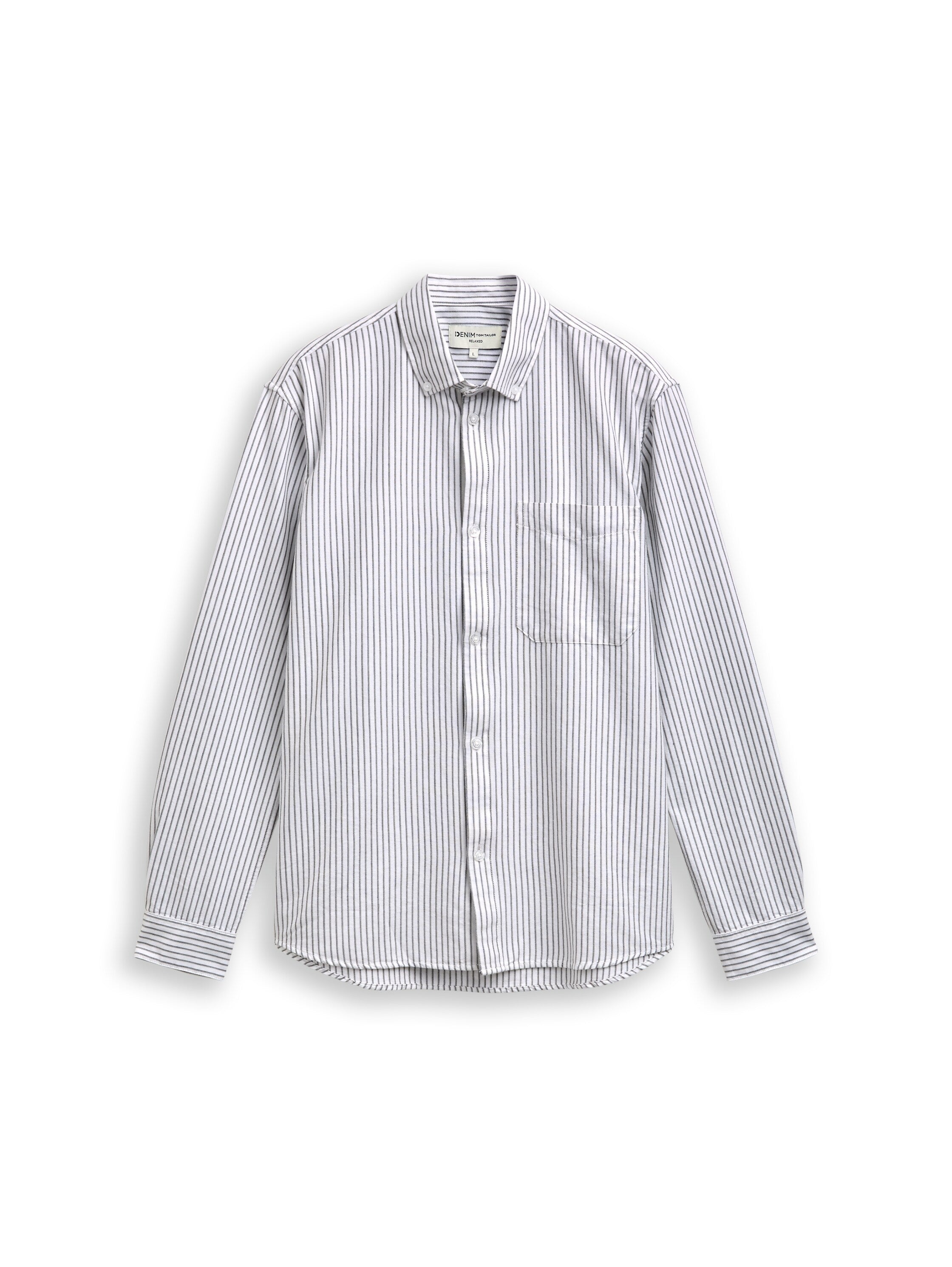 Tom Tailor Relaxed Fit White Shirt with Striped Design