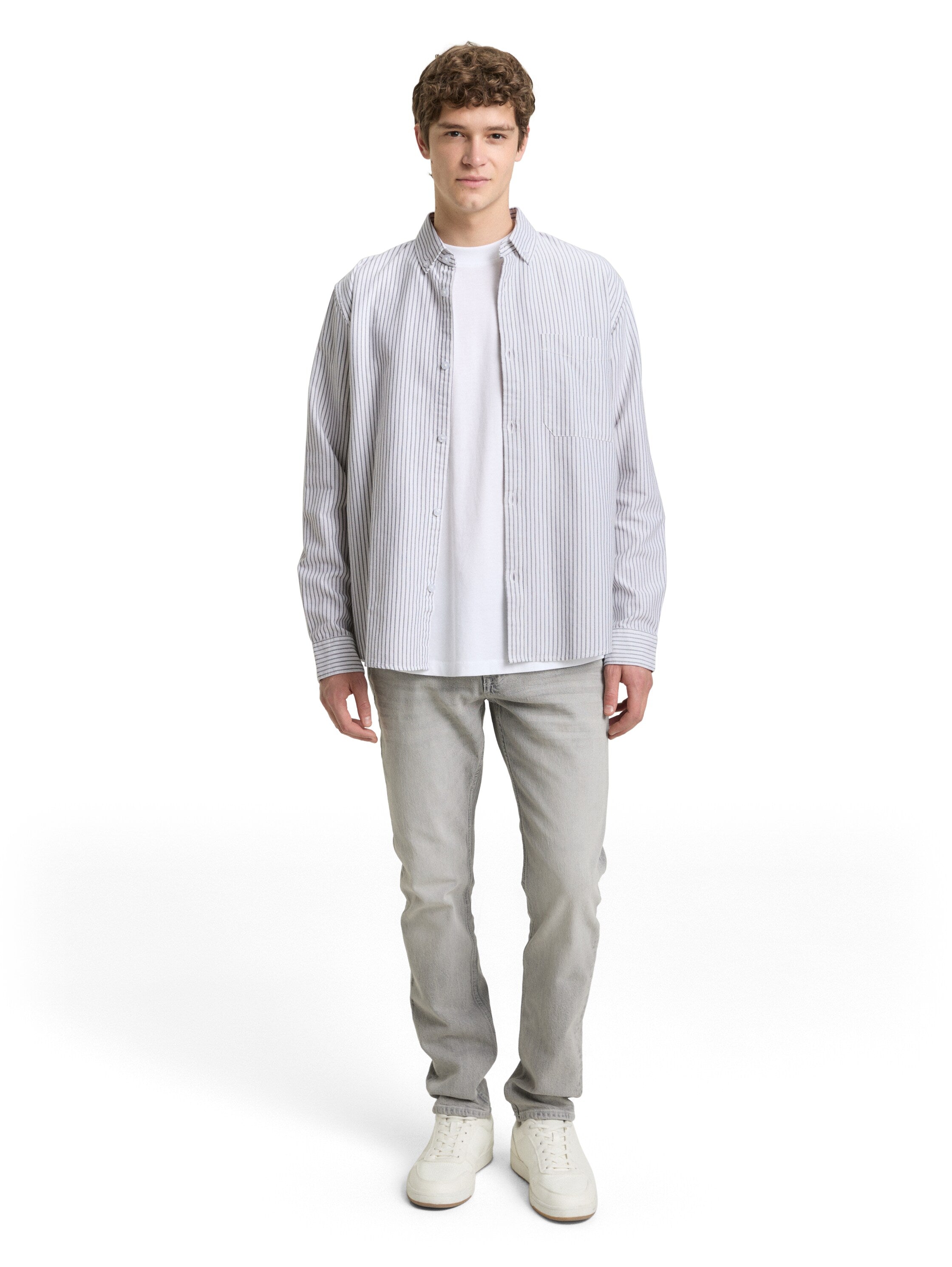 Tom Tailor Relaxed Fit White Shirt with Striped Design