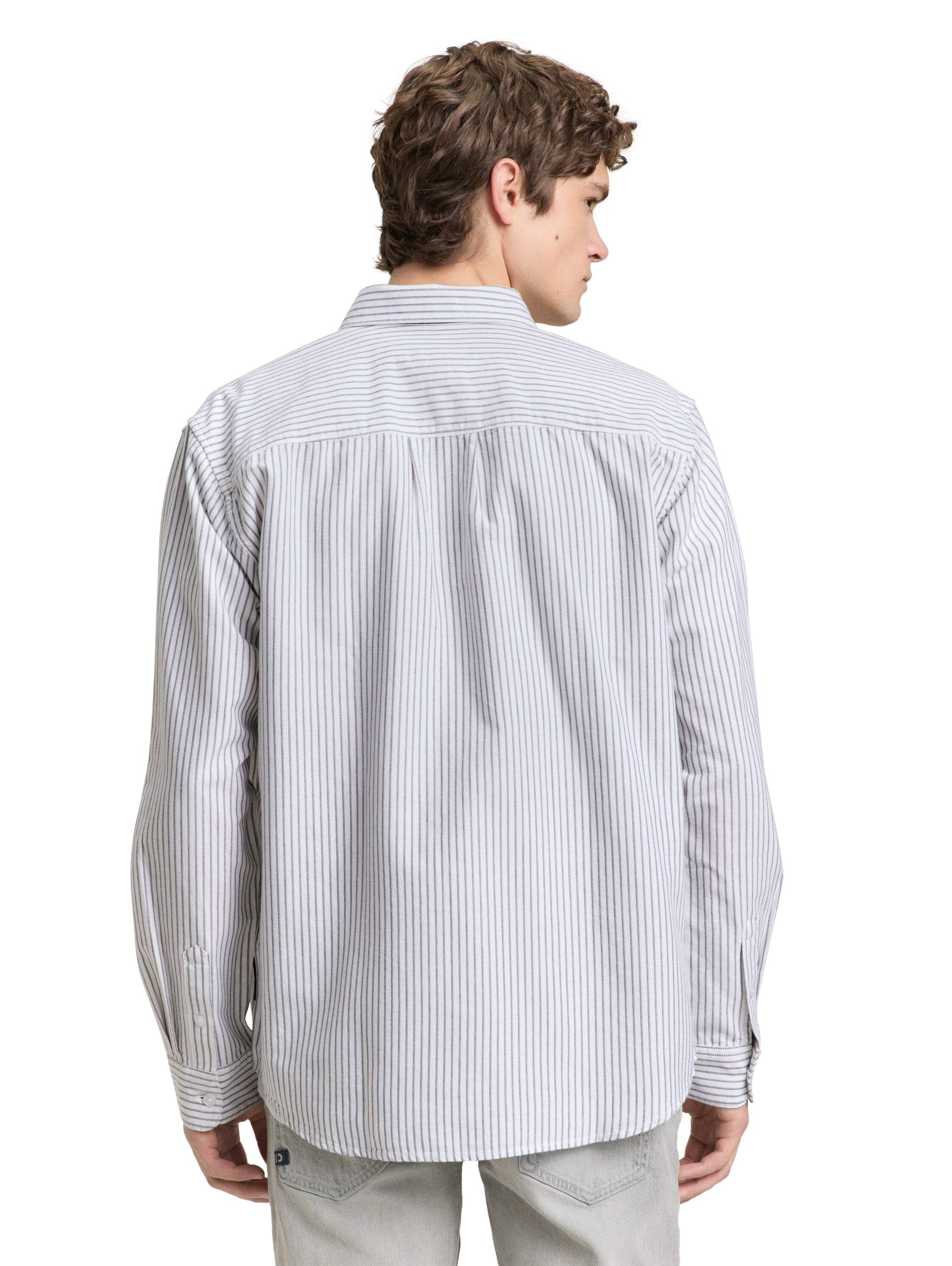 Tom Tailor Relaxed Fit White Shirt with Striped Design