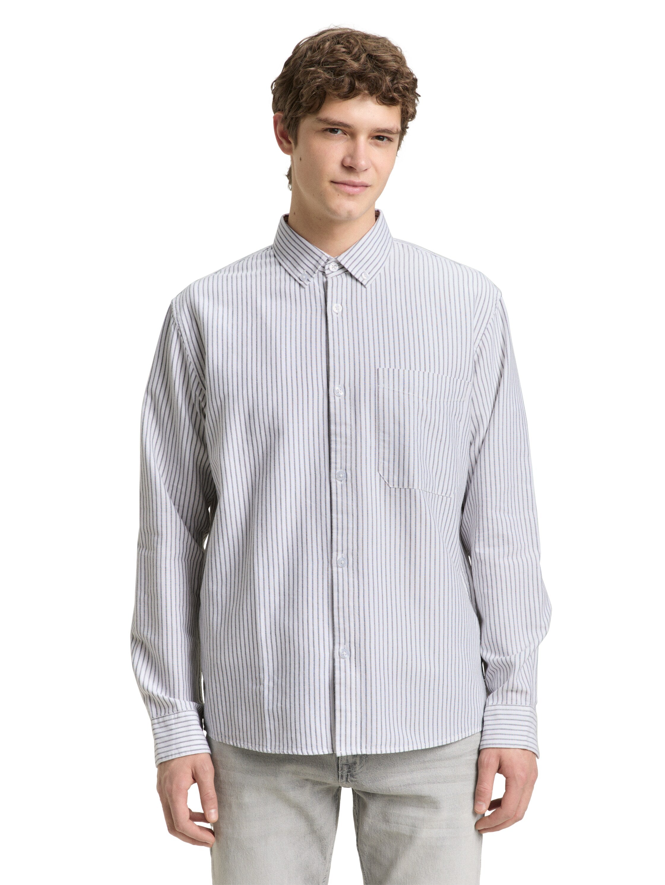 Tom Tailor Relaxed Fit White Shirt with Striped Design