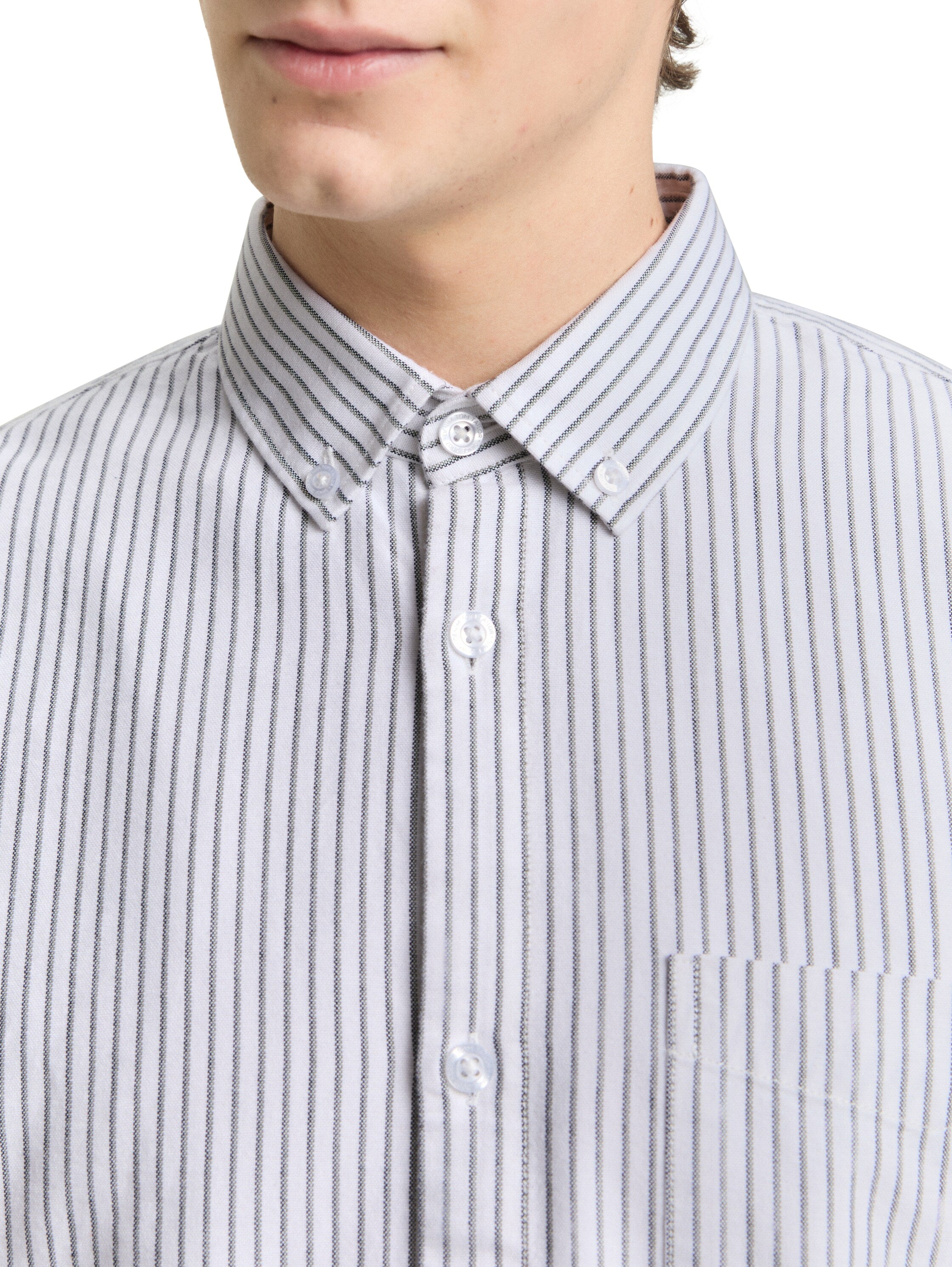 Tom Tailor Relaxed Fit White Shirt with Striped Design