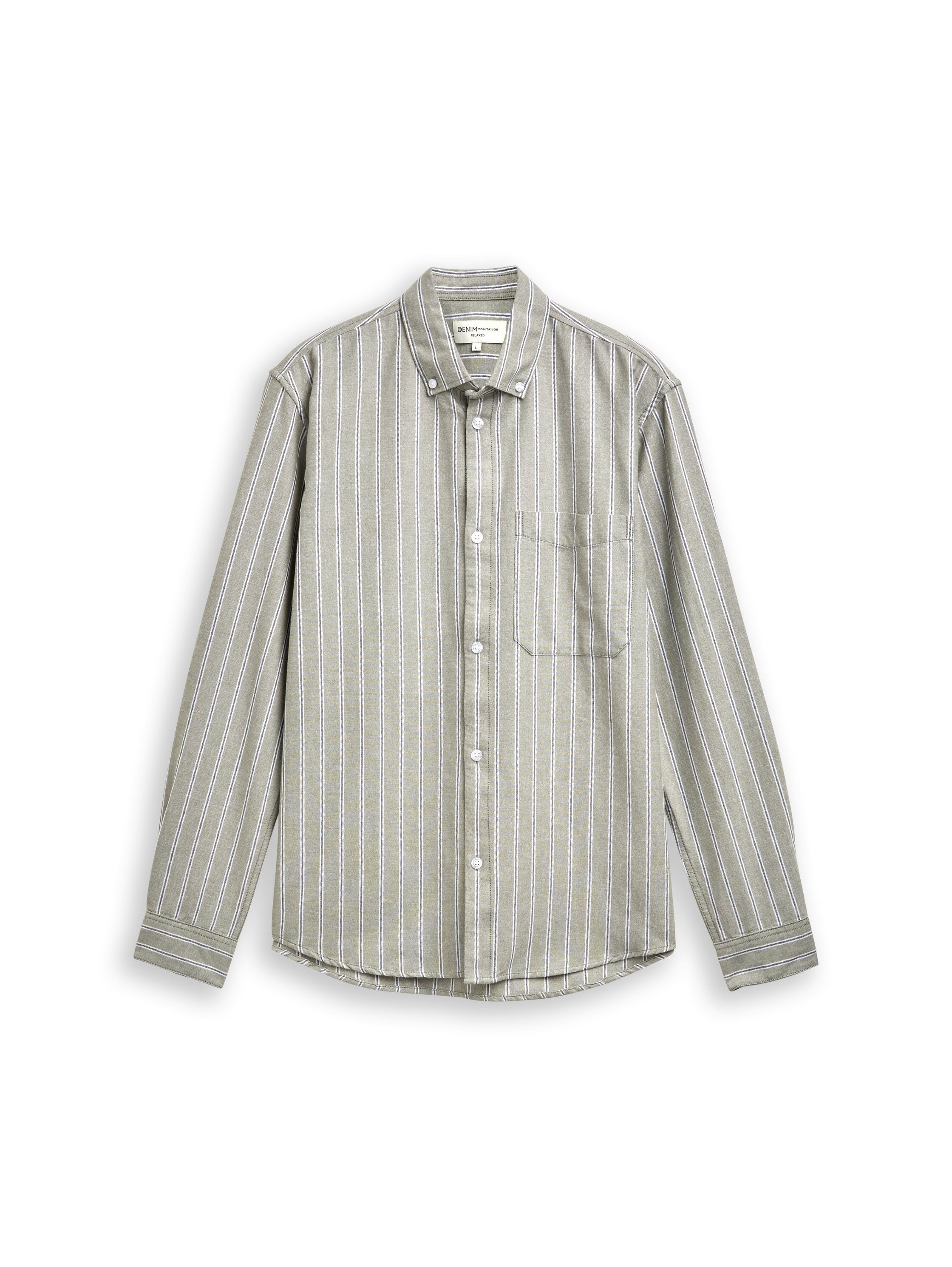 Tom Tailor Relaxed Fit Olive Shirt with Striped Design