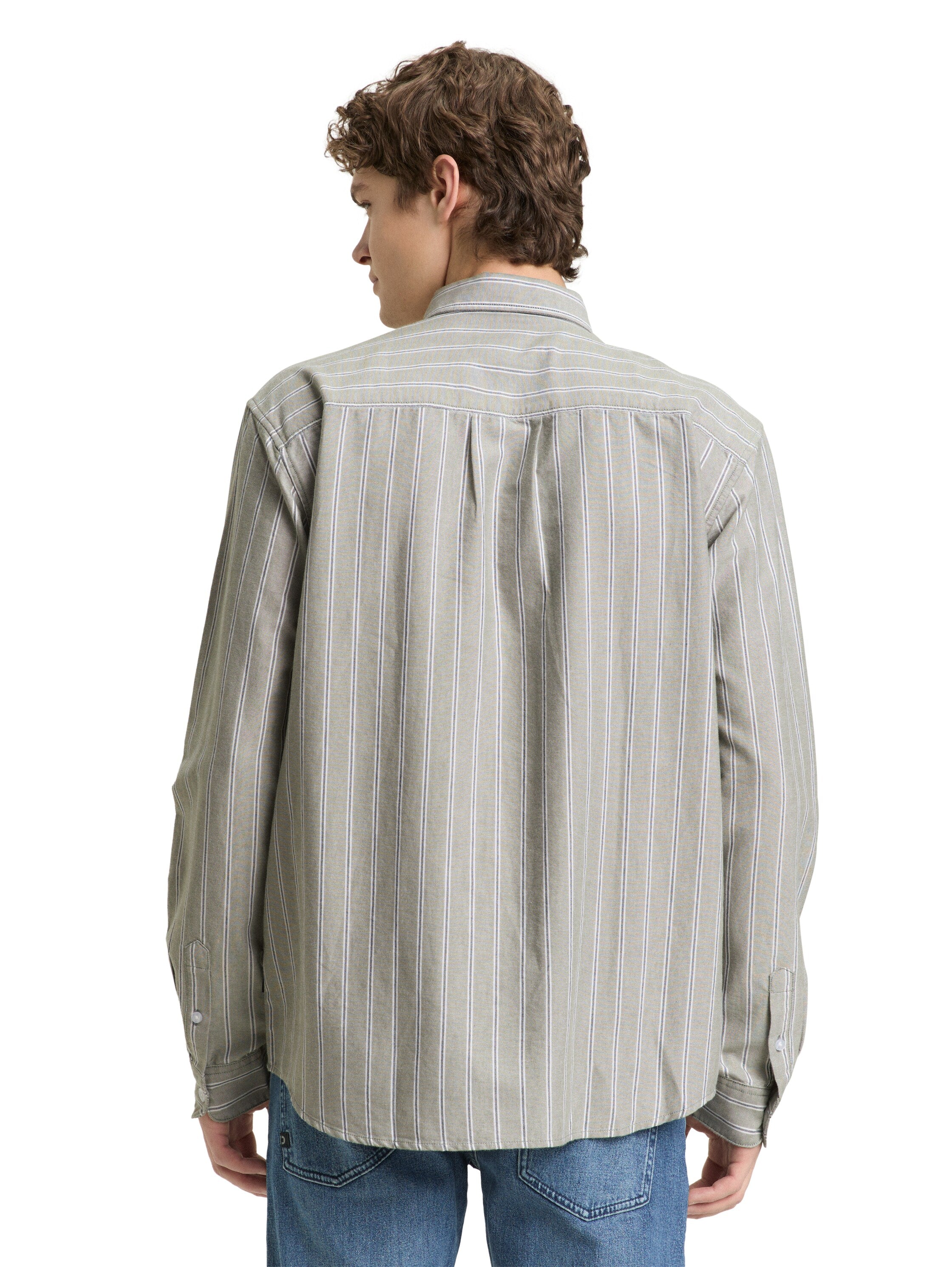 Tom Tailor Relaxed Fit Olive Shirt with Striped Design