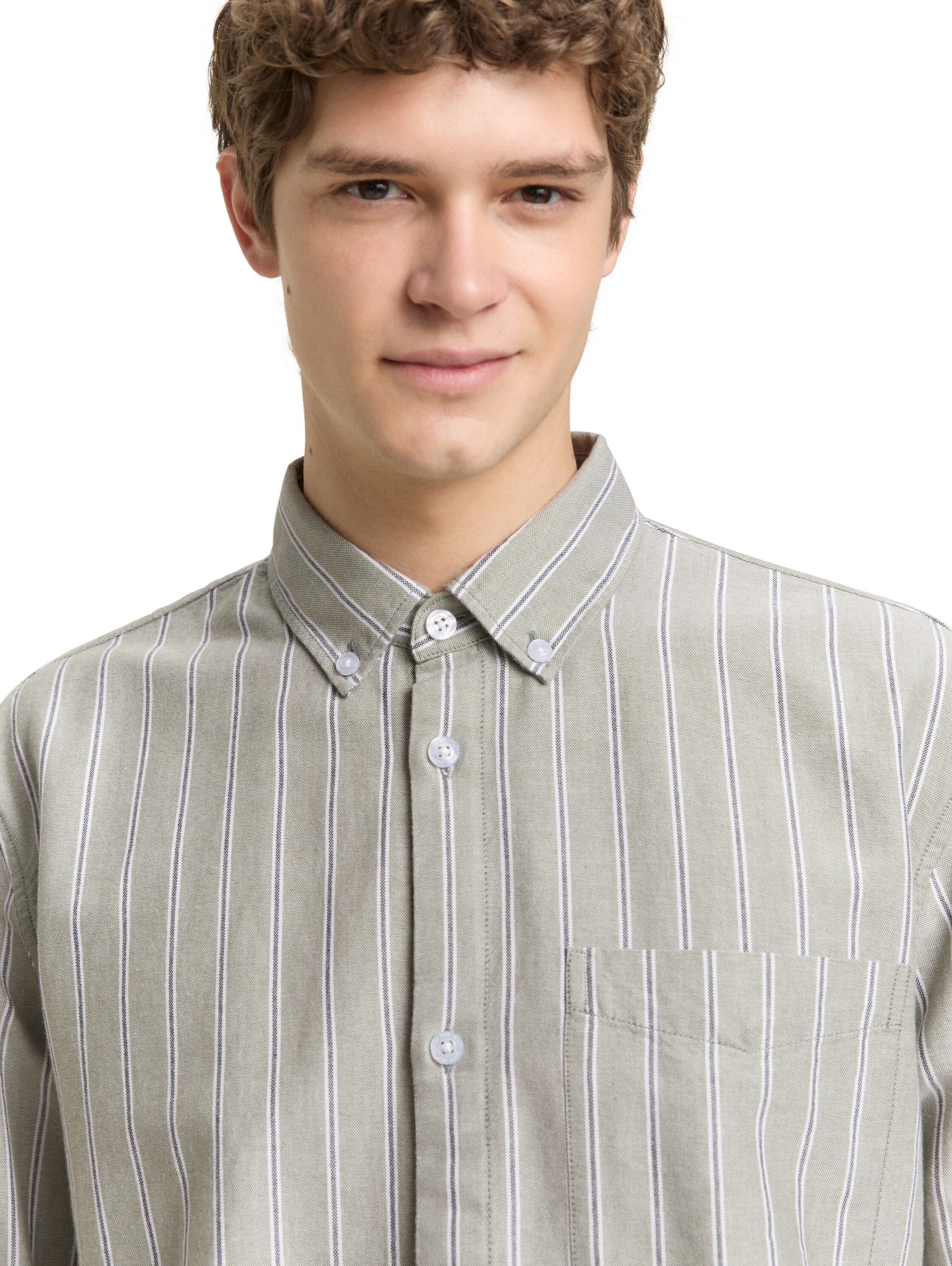 Tom Tailor Relaxed Fit Olive Shirt with Striped Design