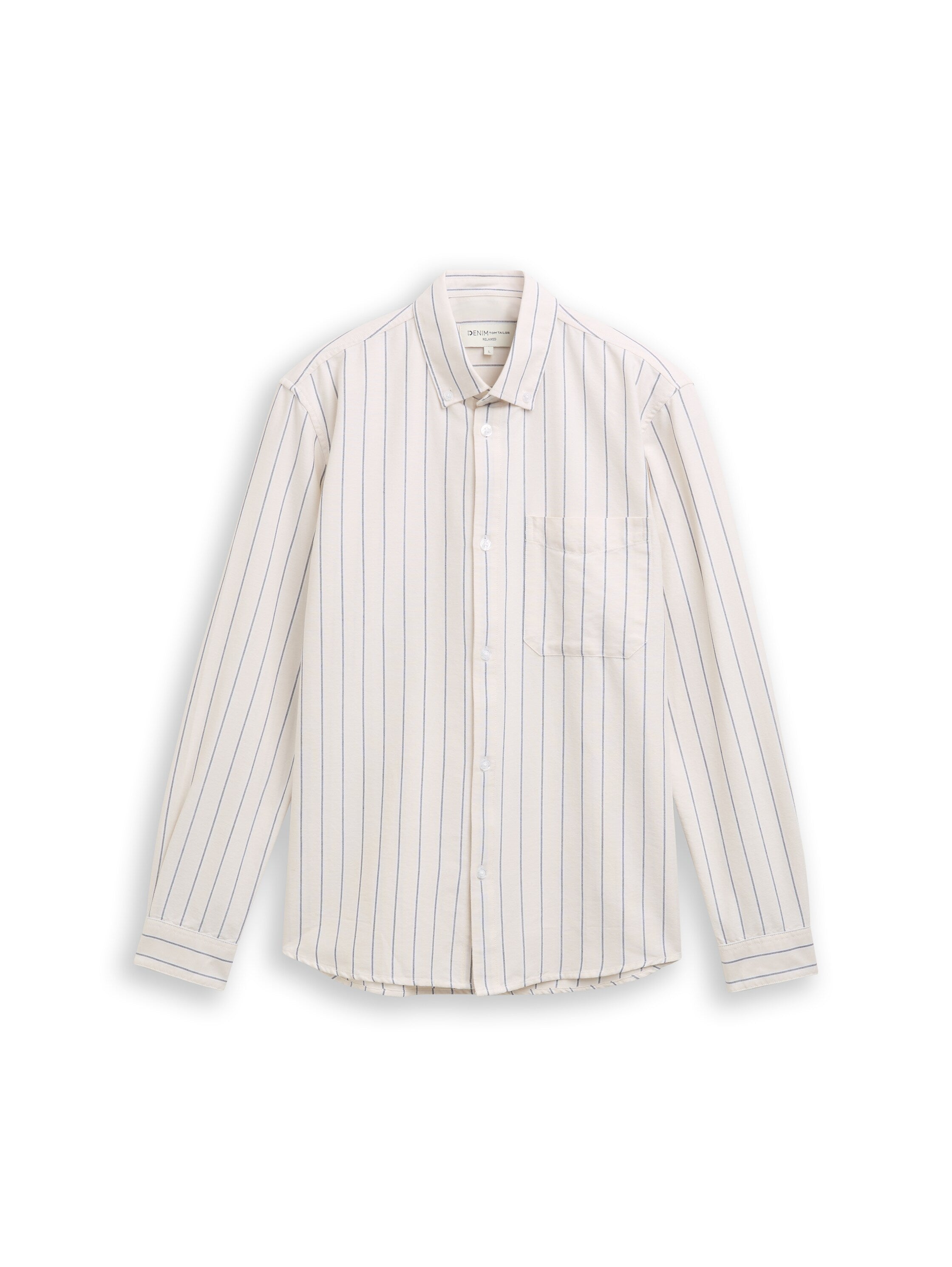 Tom Tailor Relaxed Fit White Shirt with Striped Design