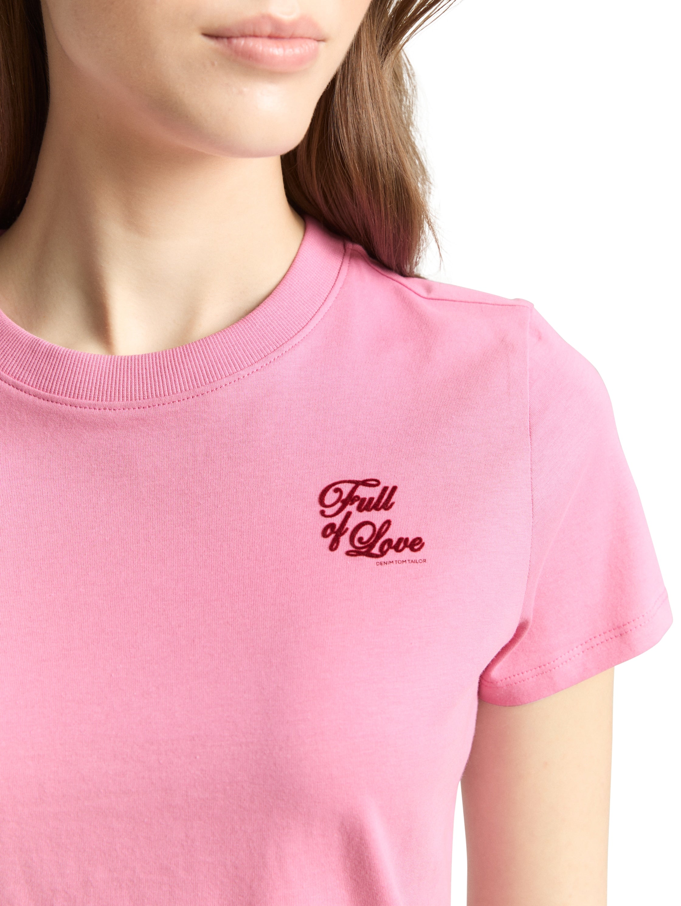 Tom Tailor Pink Full Of Love Print Design T-Shirt