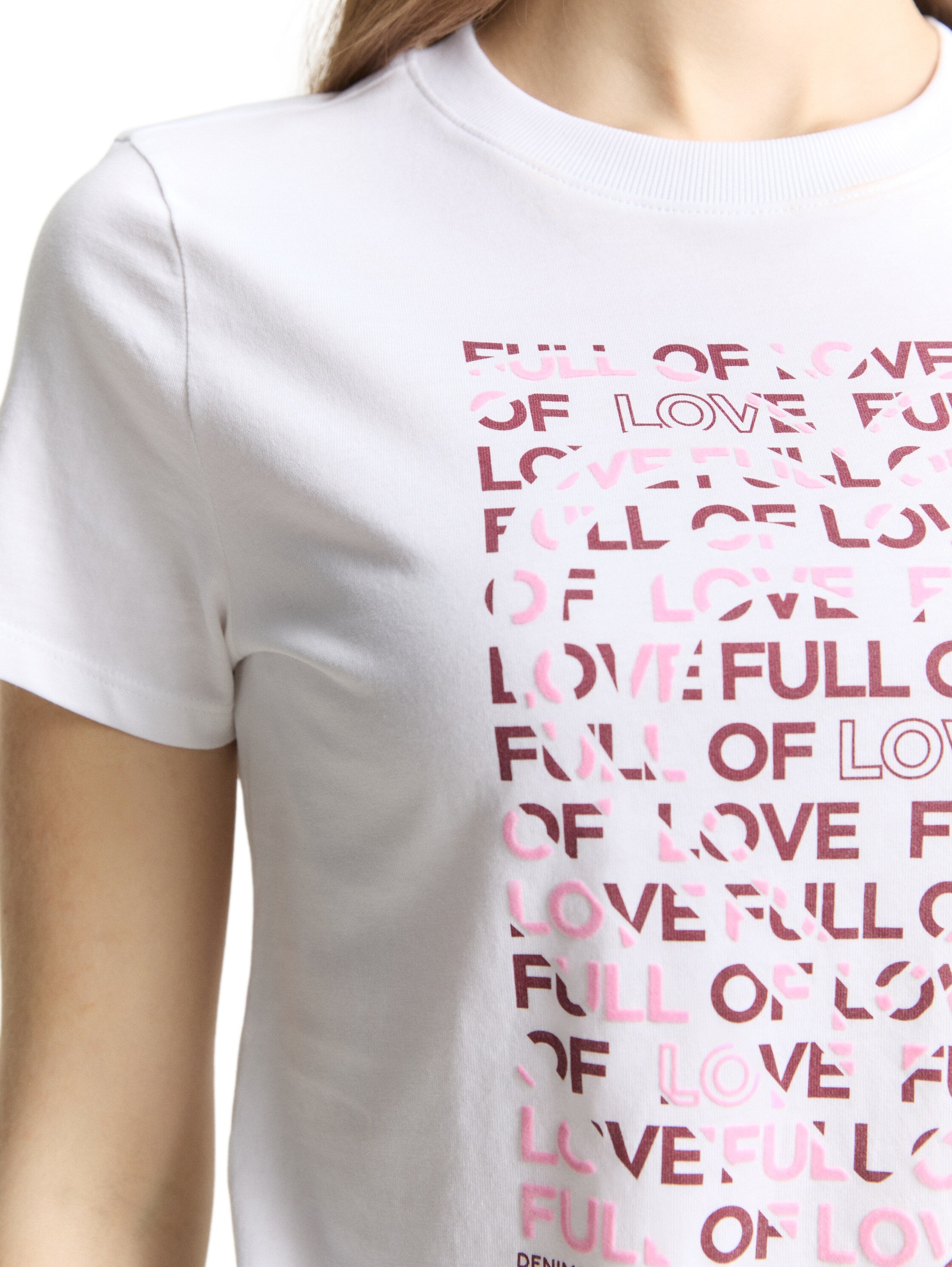 Tom Tailor White Full Of Love Print Design T-Shirt