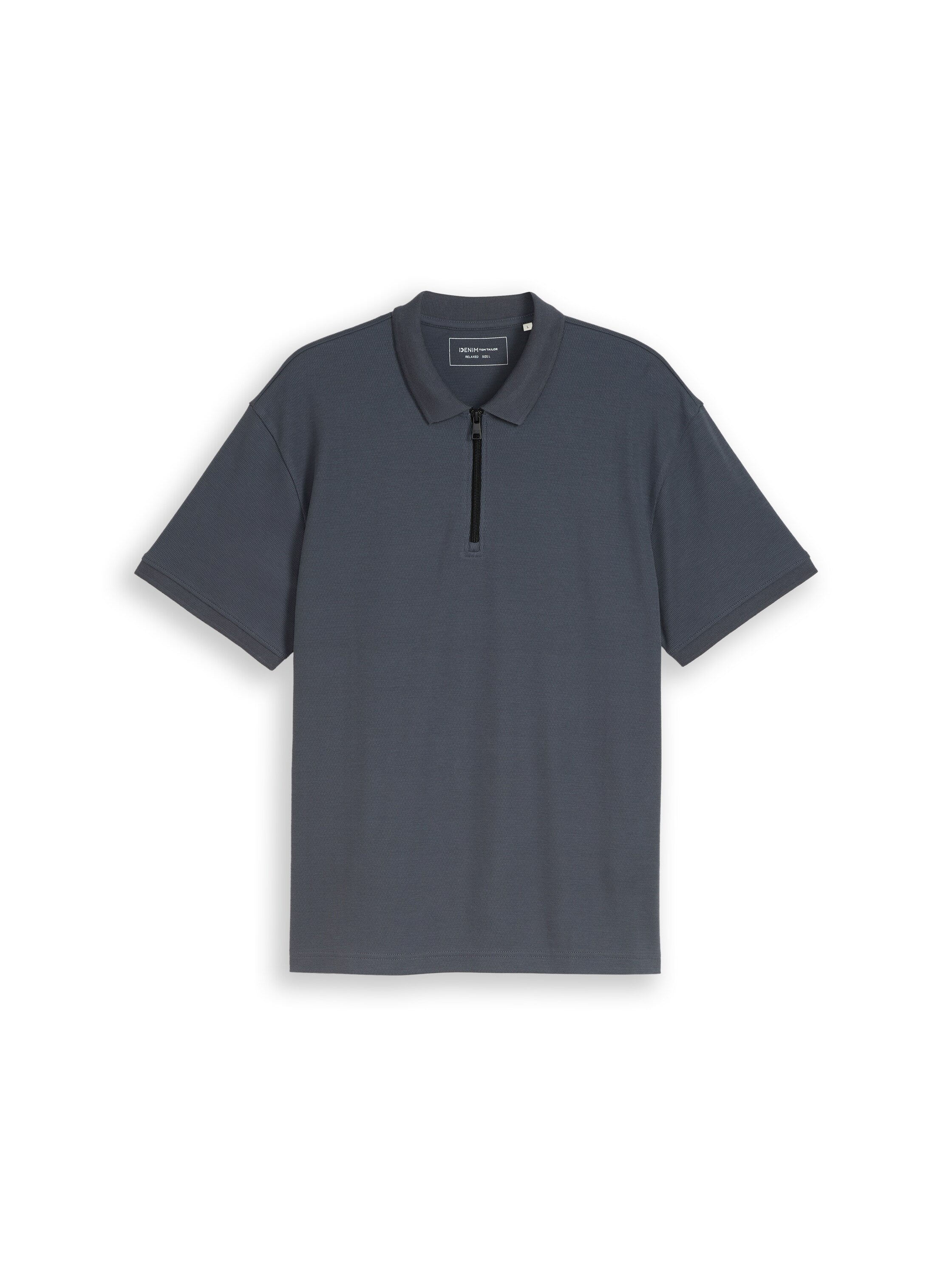 Tom Tailor Dark Grey Polo With Half Zipper