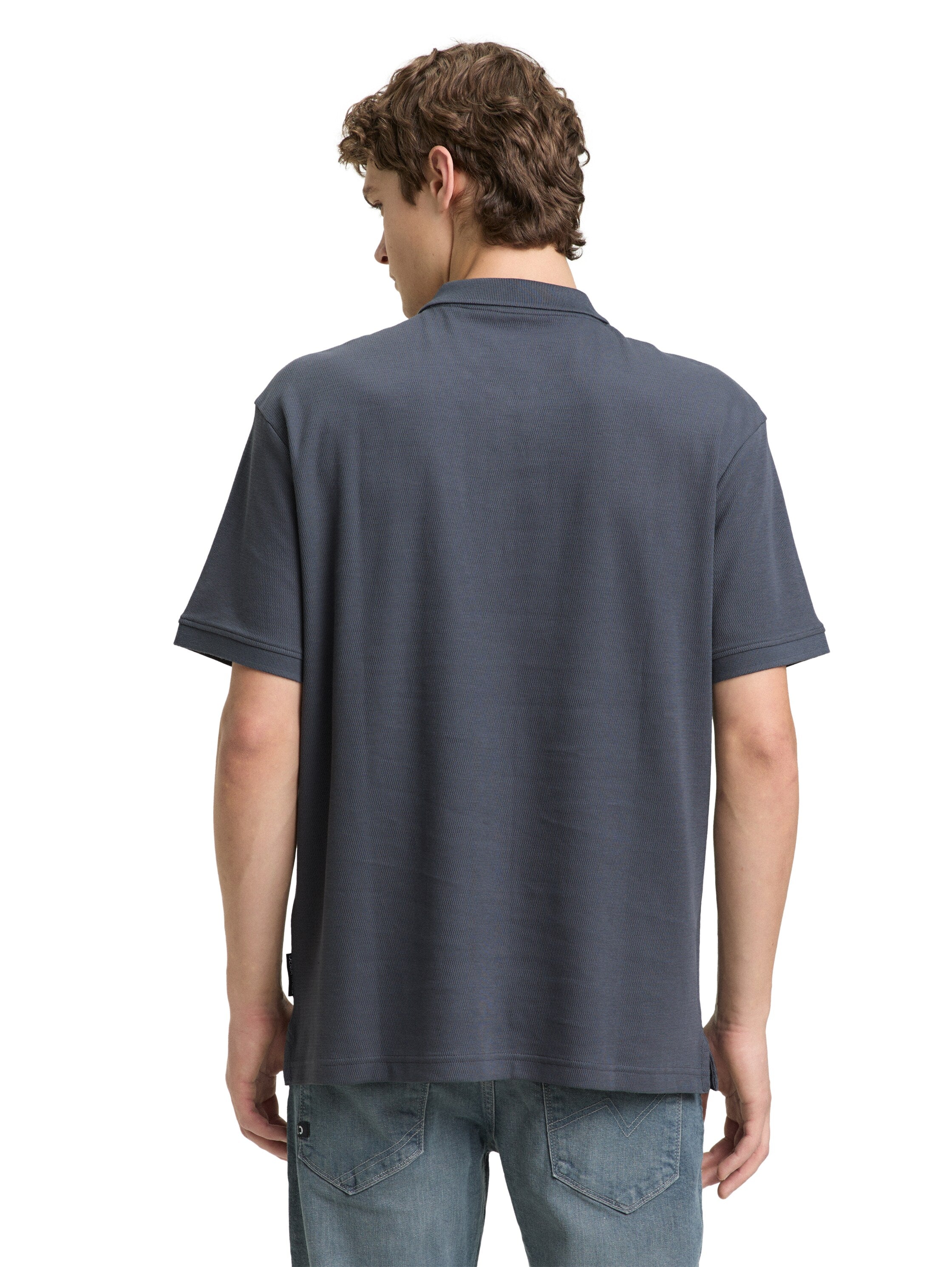 Tom Tailor Dark Grey Polo With Half Zipper