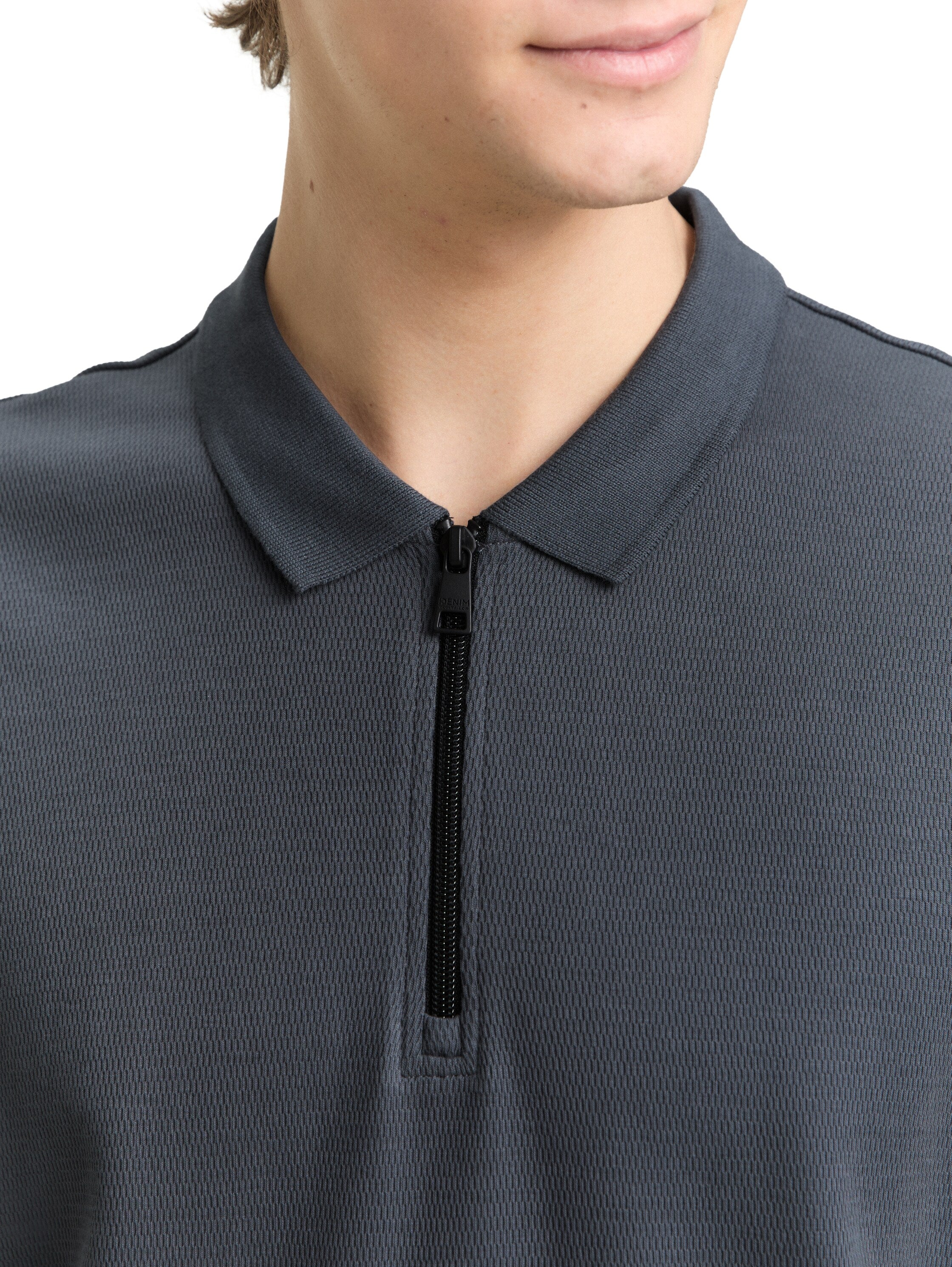Tom Tailor Dark Grey Polo With Half Zipper
