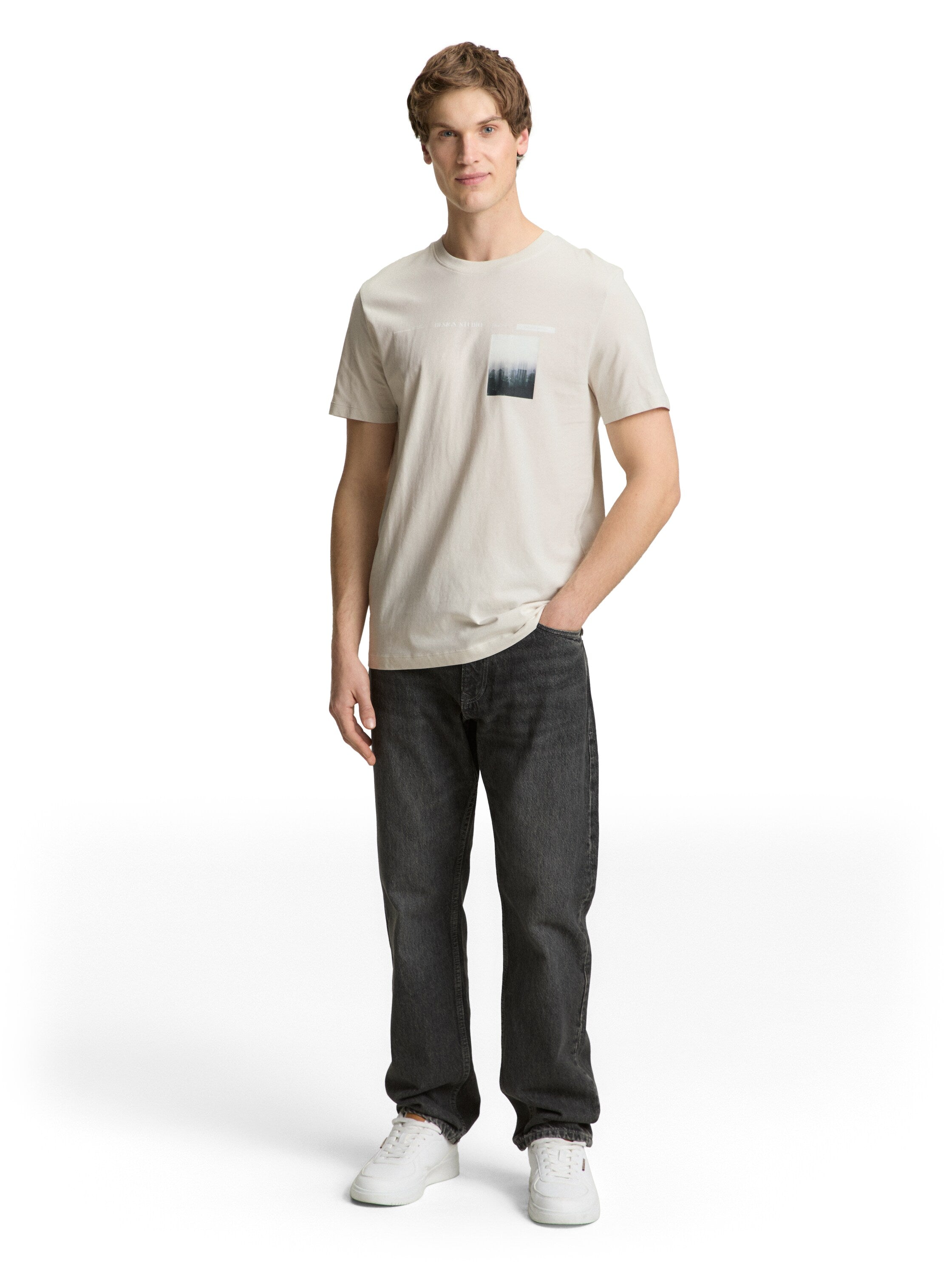 Tom Tailor Beige T-Shirt With Front Design