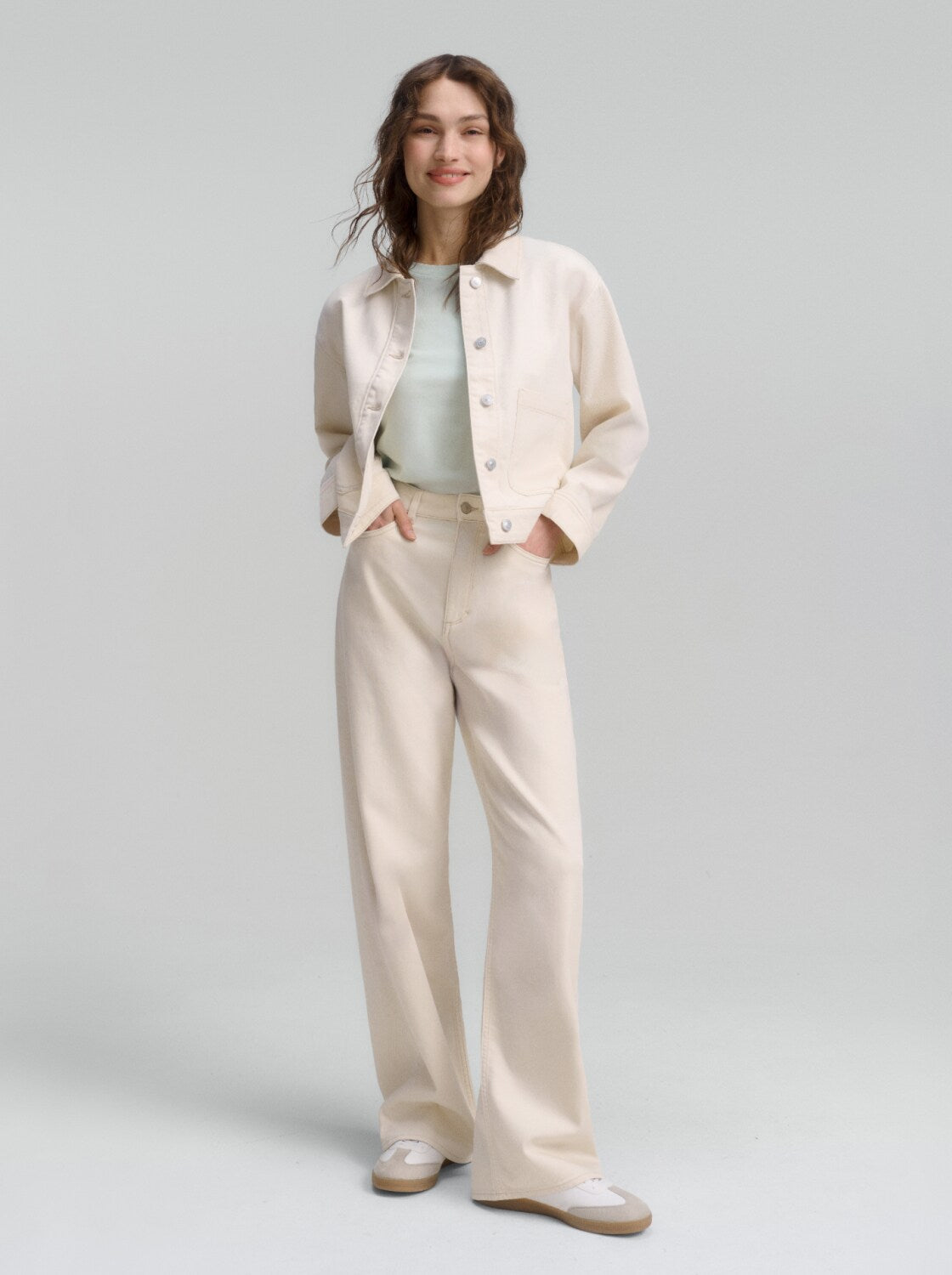 Tom Tailor Beige Wide High-Waisted Jeans